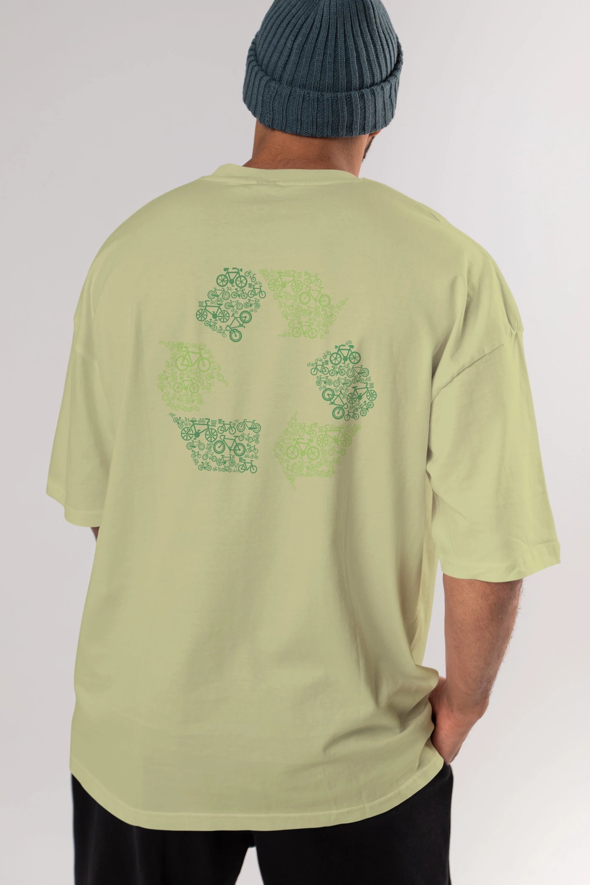 Recycling Arka Baskılı Oversize t-shirt %100 pamuk Erkek Kadın Unisex