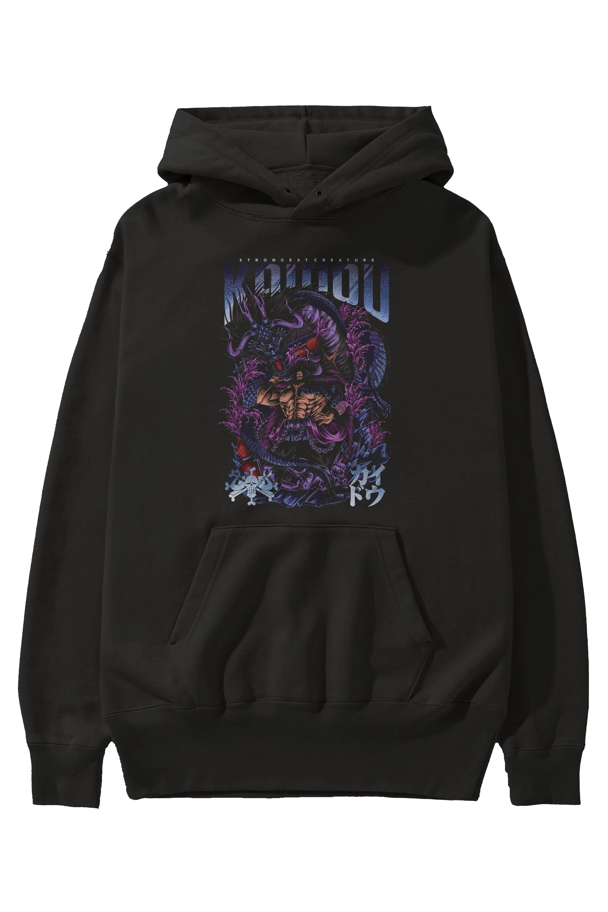 KAIDOU ONE PIECE Anime Ön Baskılı Hoodie Oversize Kapüşonlu Sweatshirt Erkek Kadın Unisex