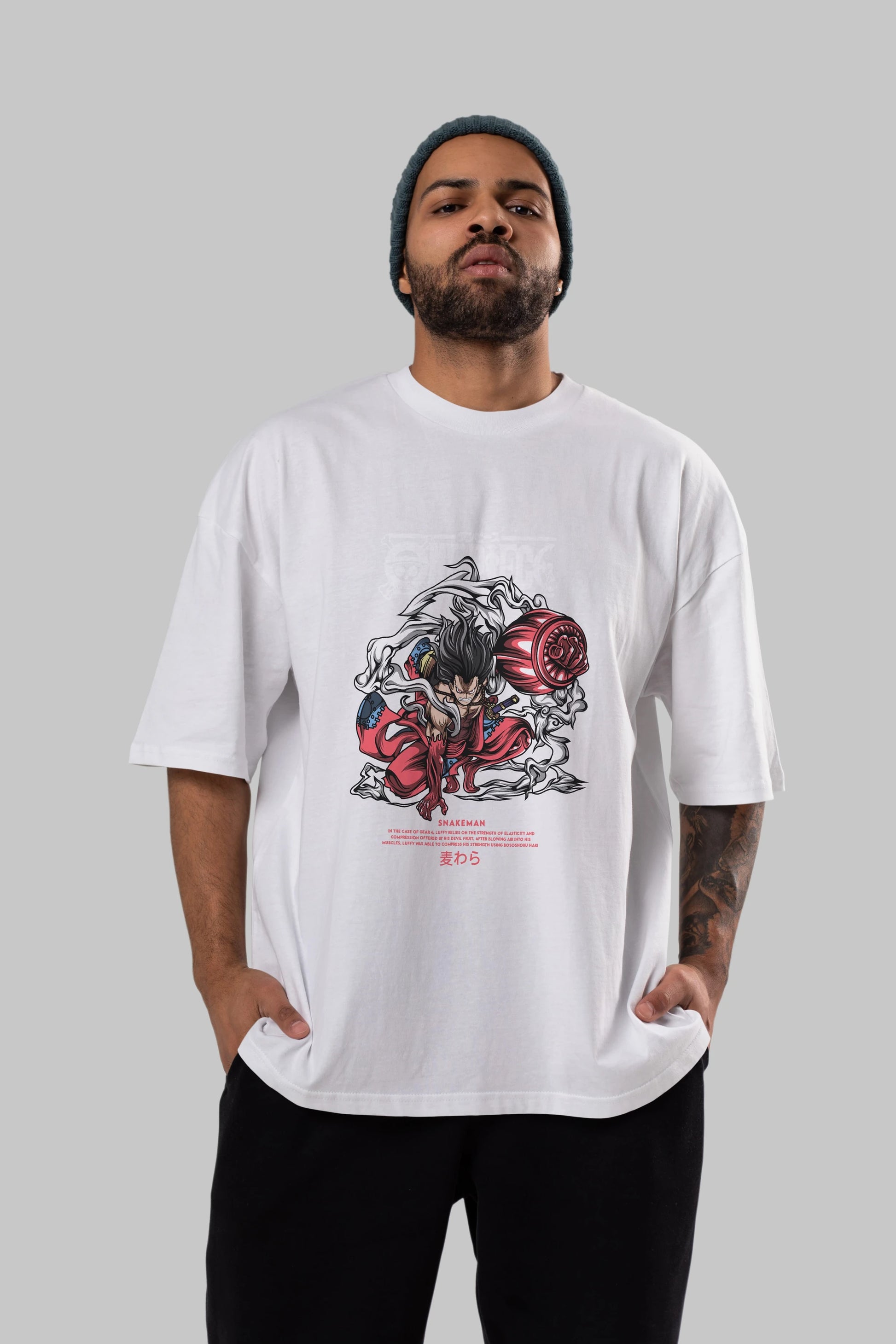 One Piece Snakeman Anime Ön Baskılı Oversize t-shirt %100 pamuk Erkek Kadın Unisex