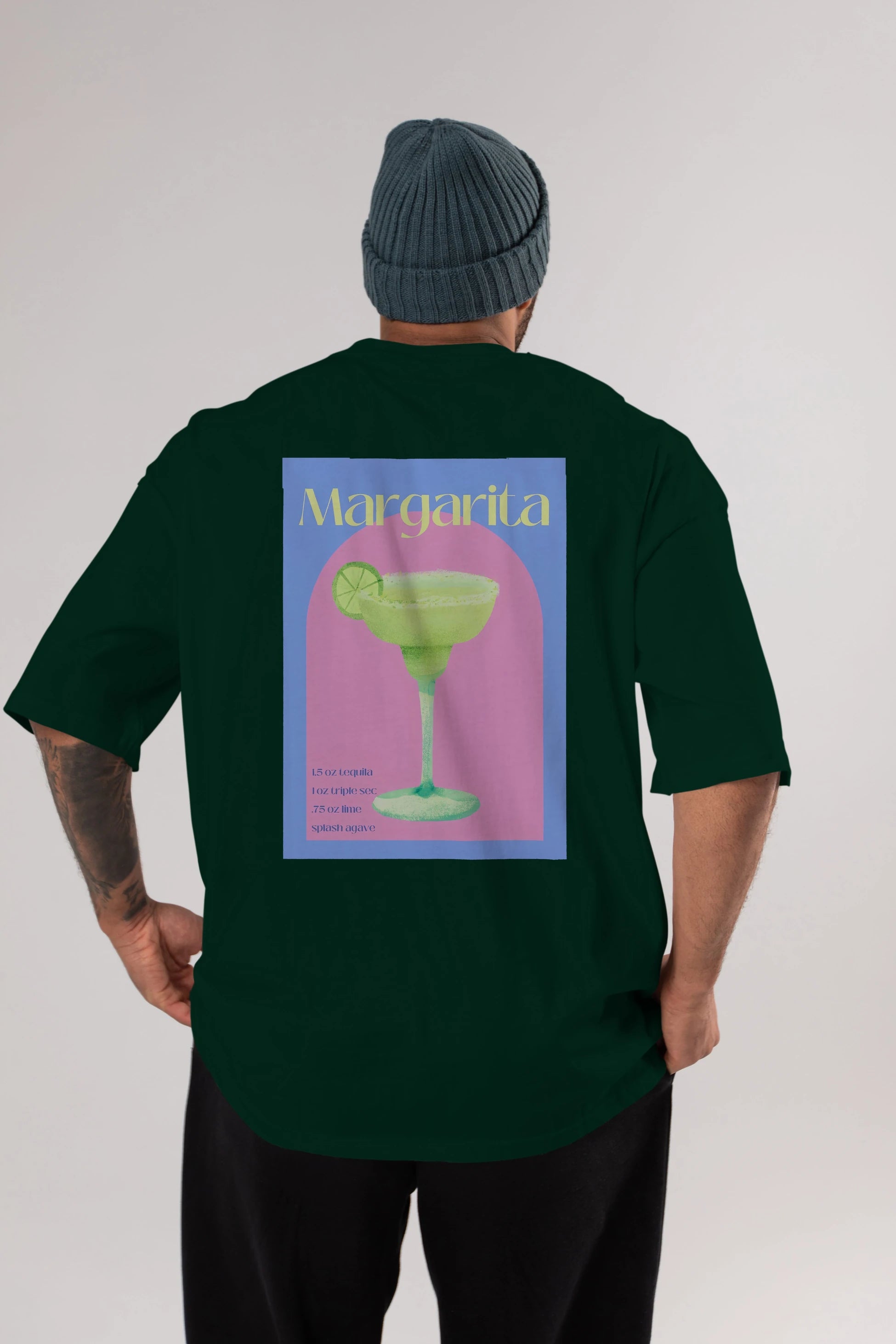 Margarita 6 Arka Baskılı Oversize t-shirt Erkek Kadın Unisex %100 Pamuk Bisiklet Yaka tişort