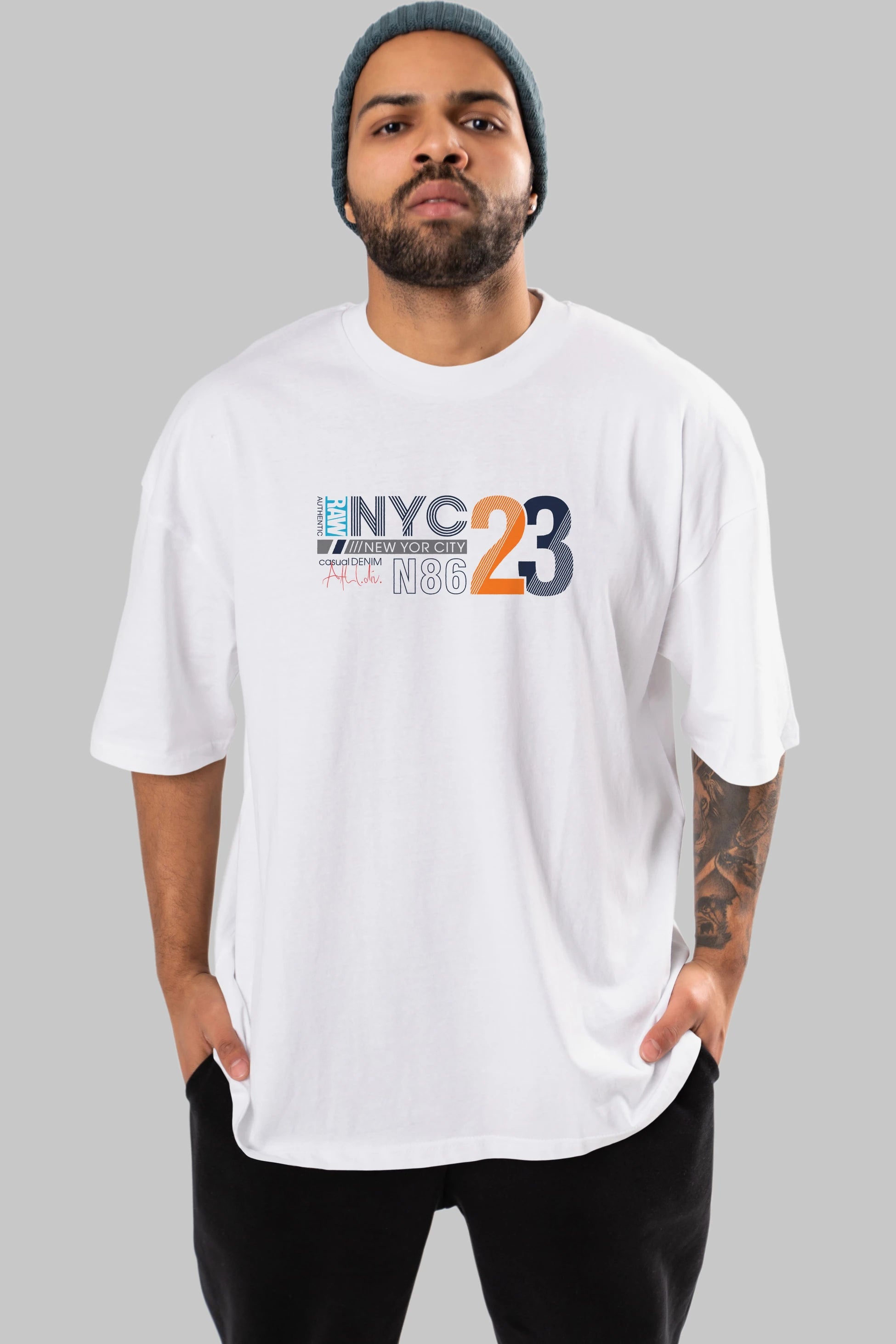 NYC 23 Ön Baskılı Oversize t-shirt Erkek Kadın Unisex
