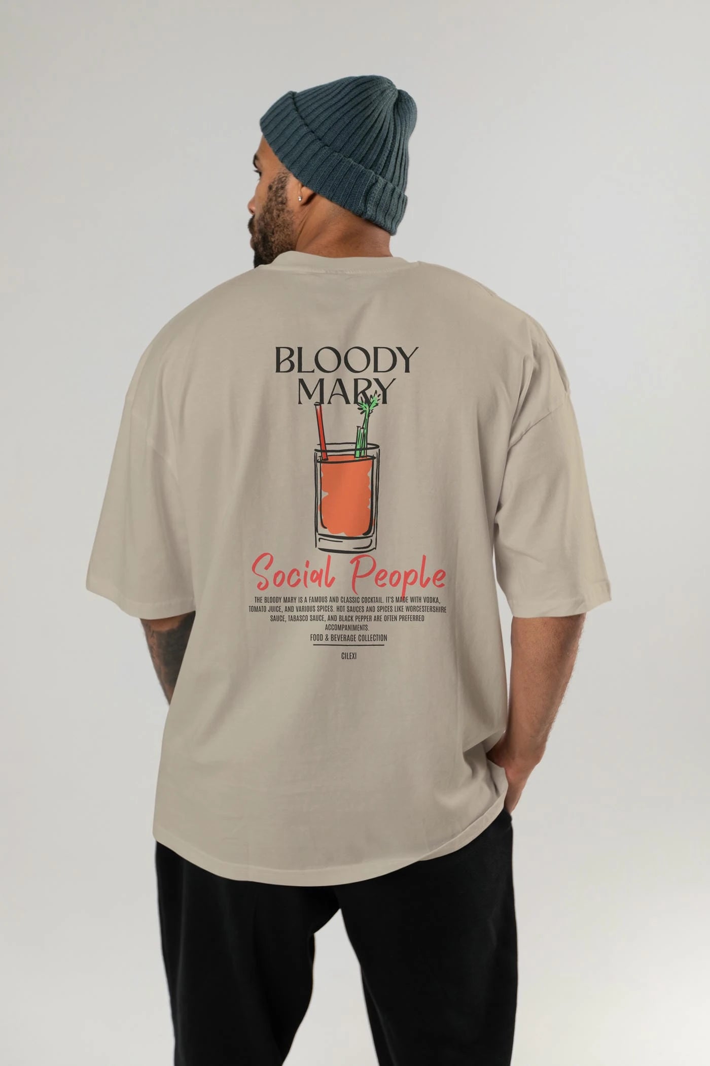 Bloody Mary Kokteyl Serisi Baskılı Oversize t-shirt Erkek Kadın Unisex %100 Pamuk Bisiklet Yaka tişort