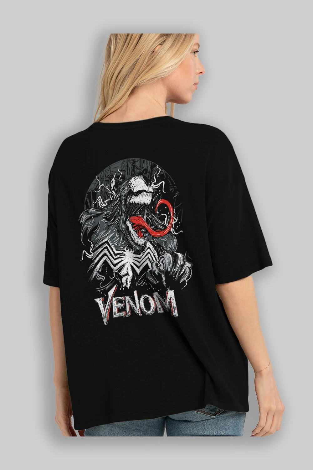 Venom (13) Arka Baskılı Oversize t-shirt Erkek Kadın Unisex %100 Pamuk Bisiklet Yaka tişort