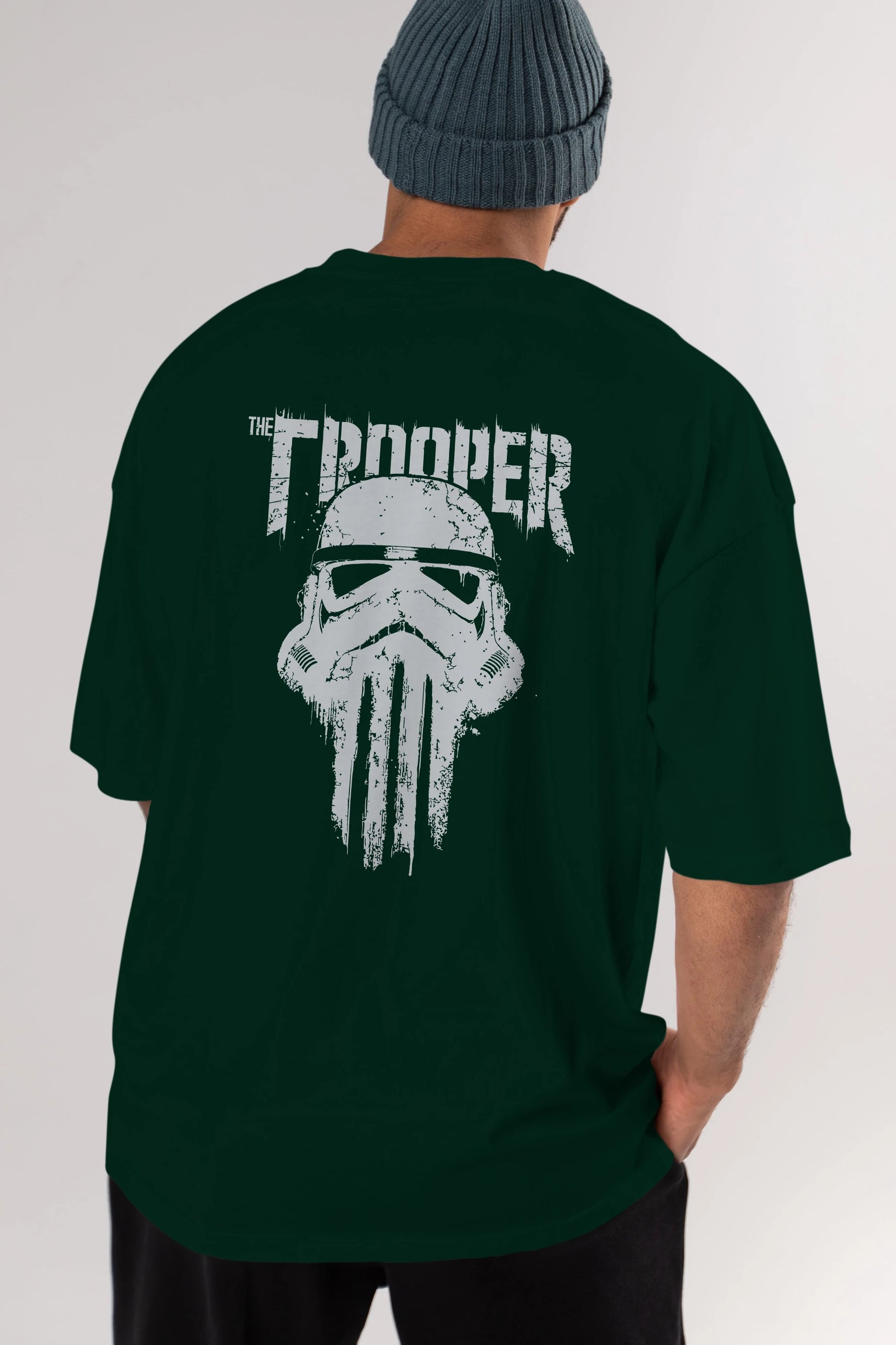 The Trooper Arka Baskılı Oversize t-shirt Erkek Kadın Unisex %100 Pamuk Bisiklet Yaka tişort