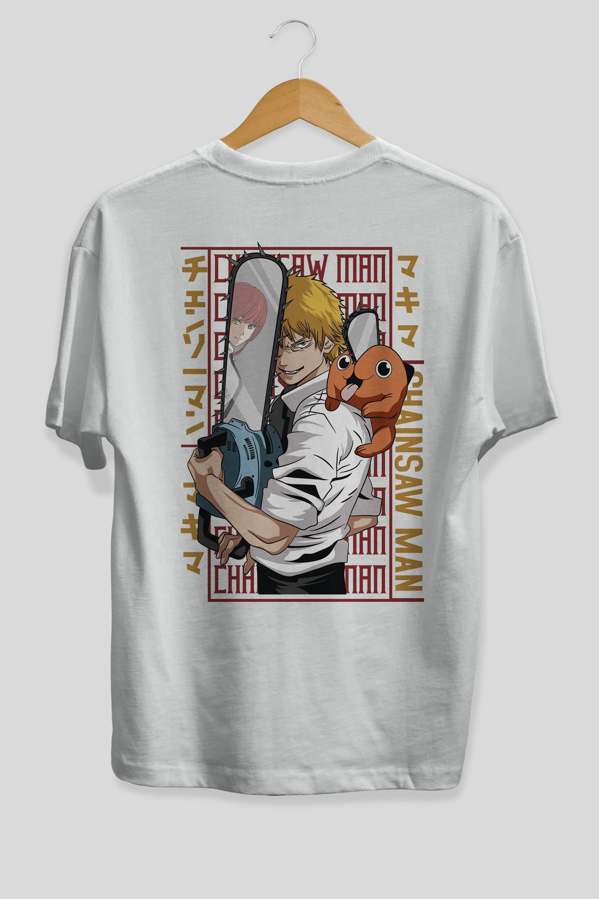 Chainsaw DENJI Anime Arka Baskılı Oversize t-shirt Erkek Kadın Unisex