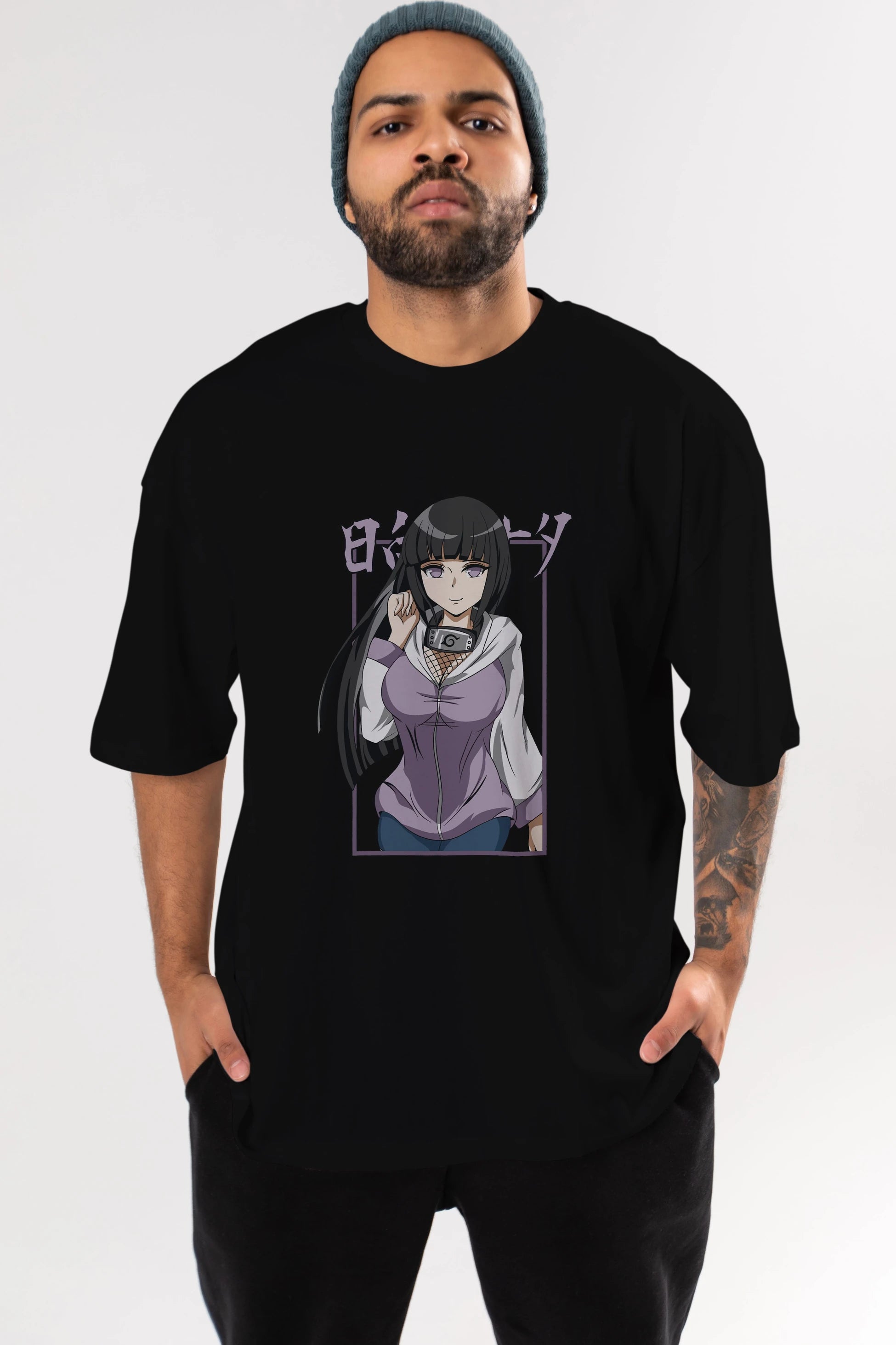 Hinata NARUTO Anime Ön Baskılı Oversize t-shirt %100 pamuk Erkek Kadın Unisex