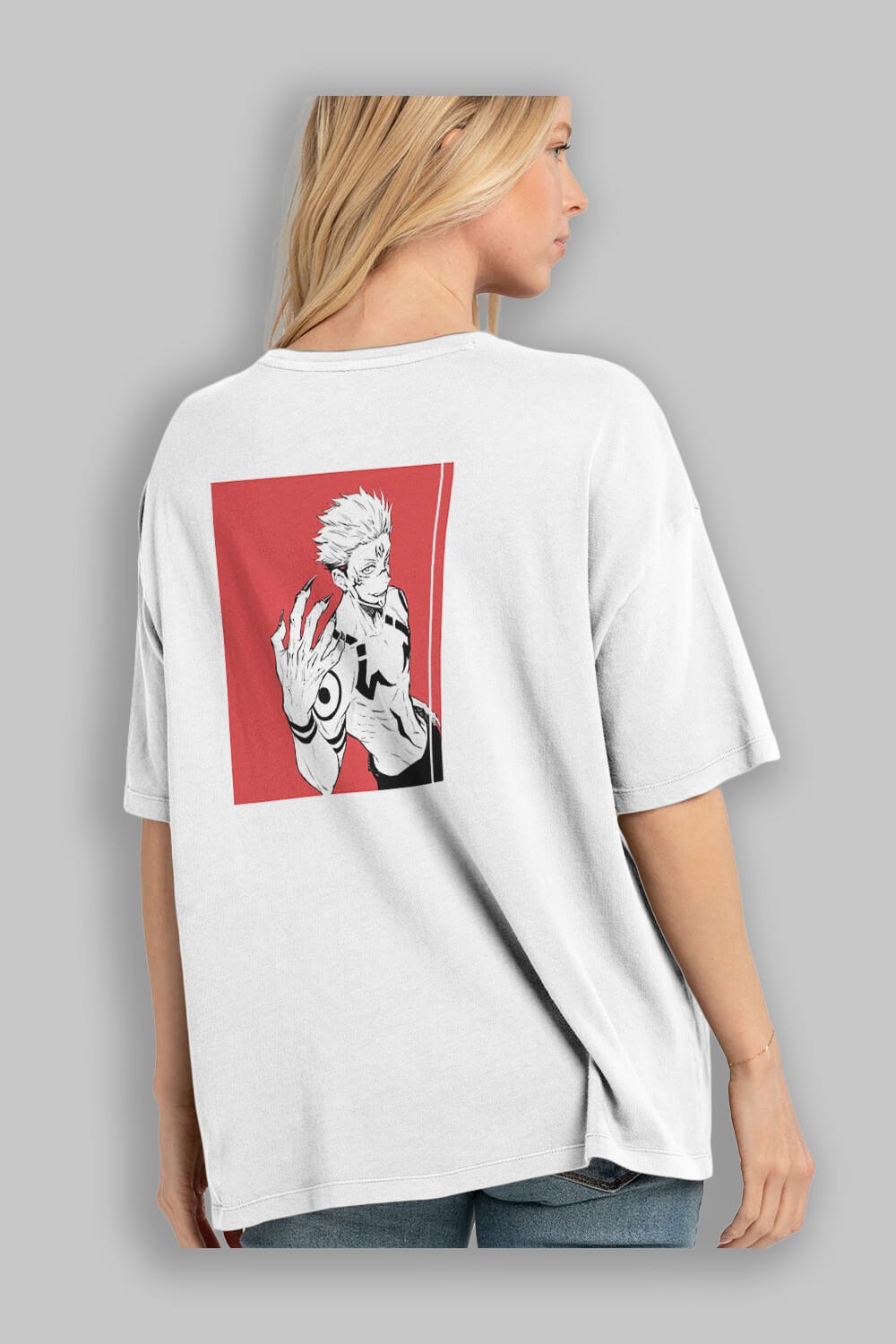 Sukuna Ryoumen 2 Anime Arka Baskılı Oversize t-shirt Erkek Kadın Unisex