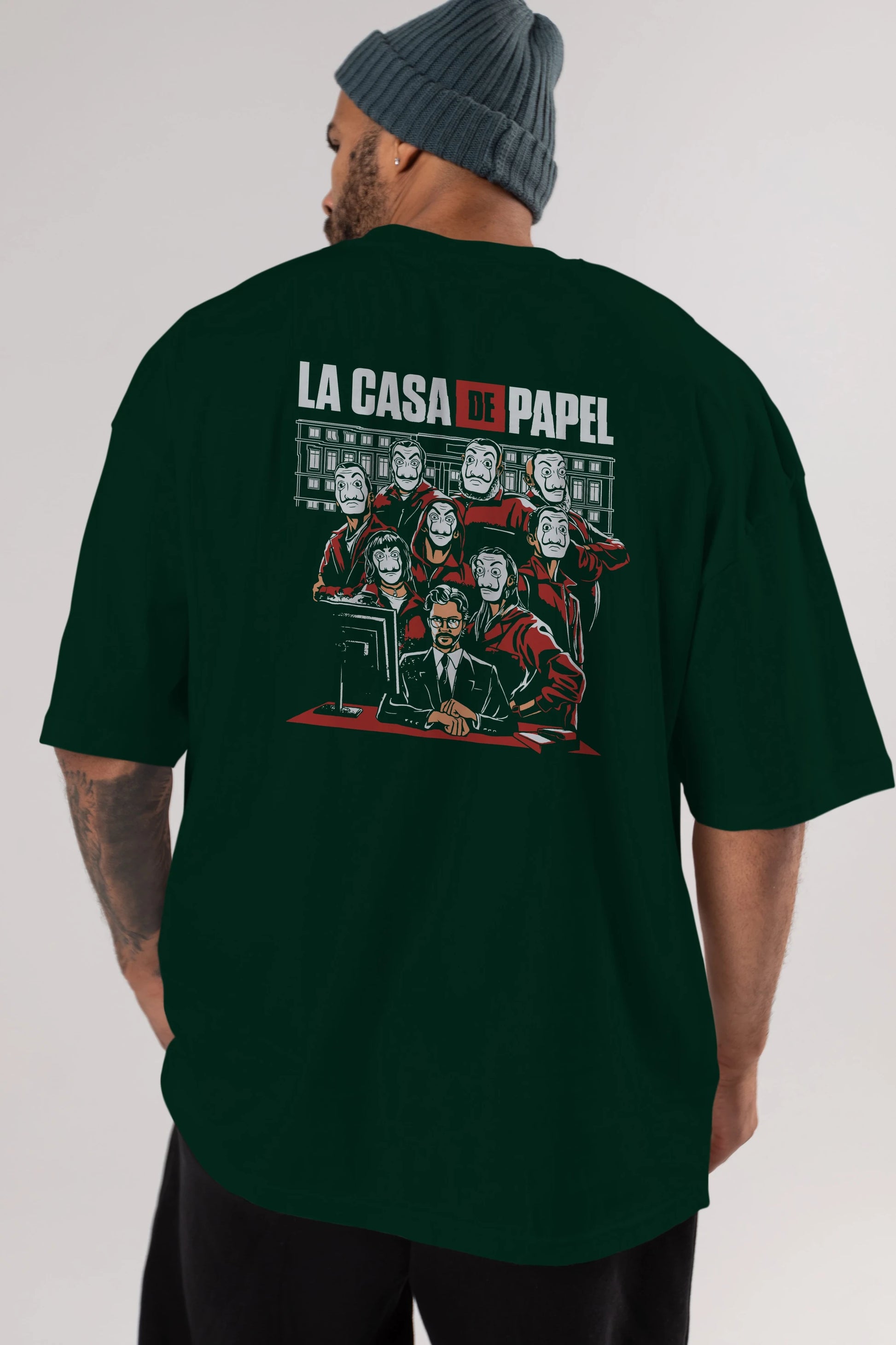 La Casa De Papel (5) Arka Baskılı Oversize t-shirt Erkek Kadın Unisex %100 Pamuk Bisiklet Yaka tişort