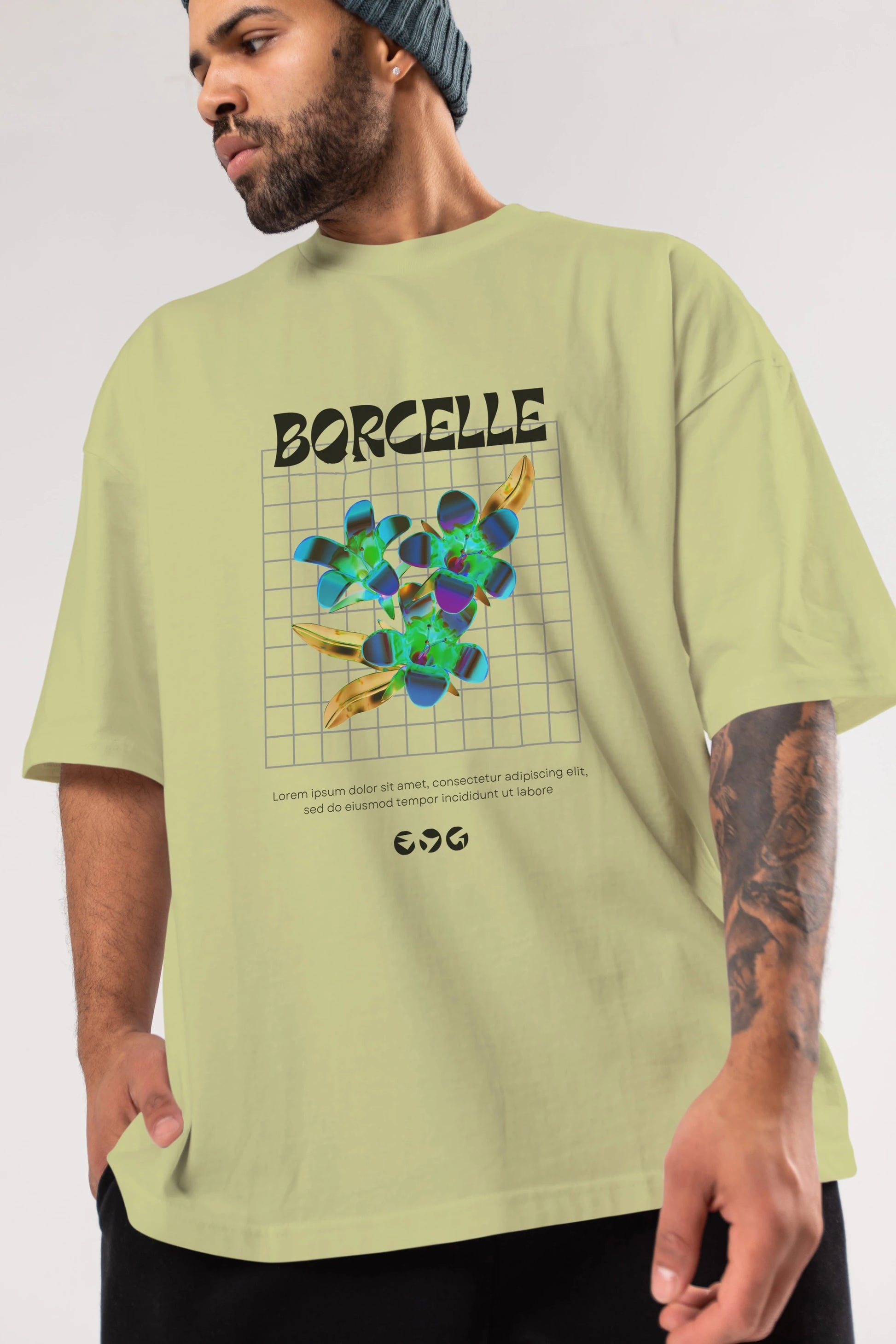 Borcelle Streetwear Ön Baskılı Oversize t-shirt Erkek Kadın Unisex