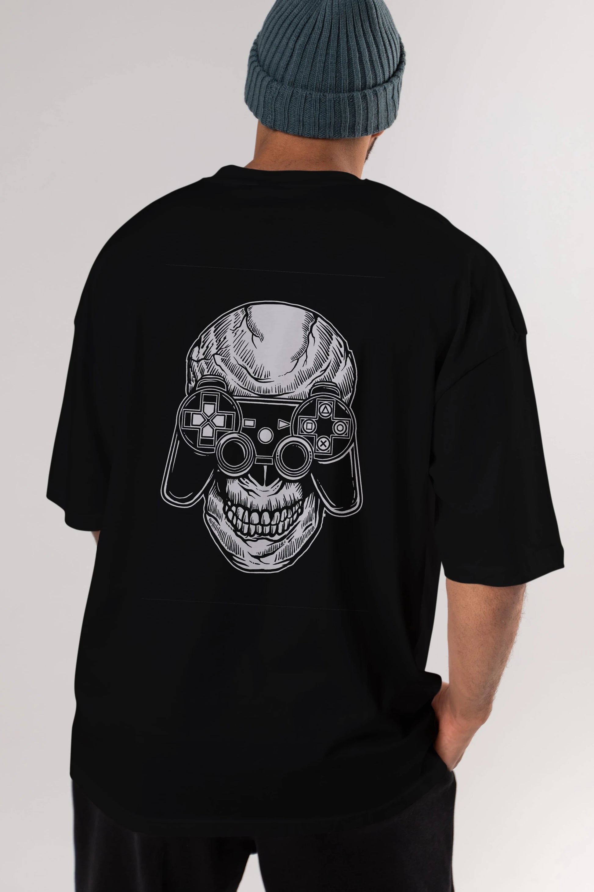 Skull Gamers Arka Baskılı Oversize t-shirt Erkek Kadın Unisex %100 Pamuk