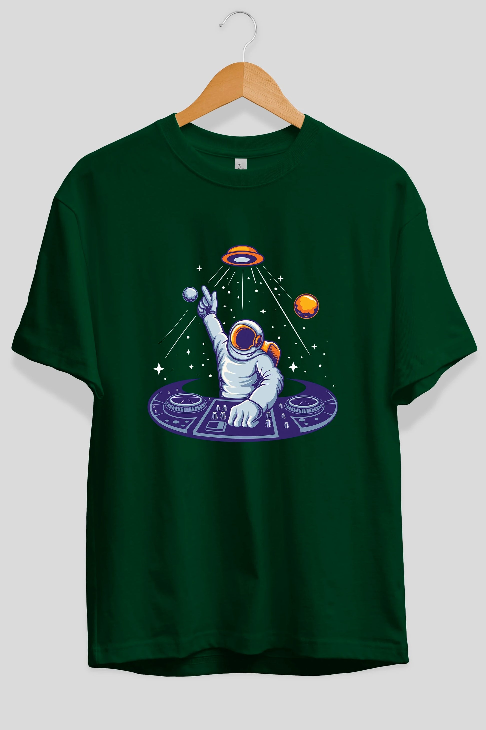 Astronaut Disk Jockey Party Ön Baskılı Oversize t-shirt Erkek Kadın Unisex