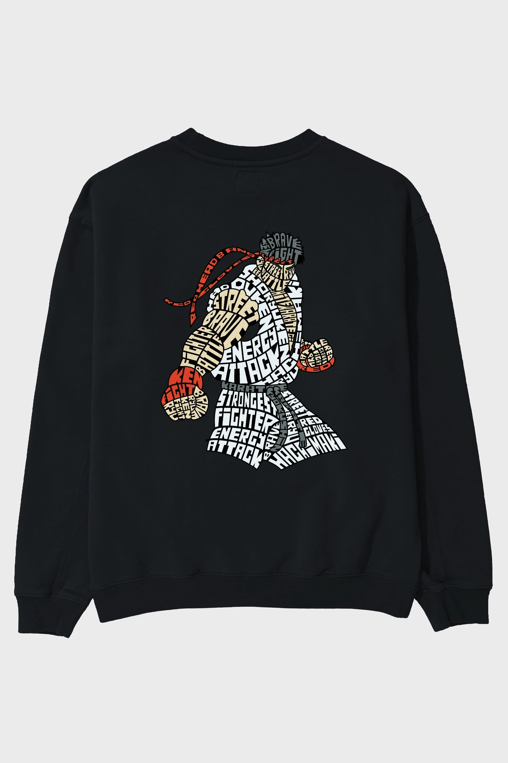 Hadouken Arka Baskılı Oversize Sweatshirt Erkek Kadın Unisex