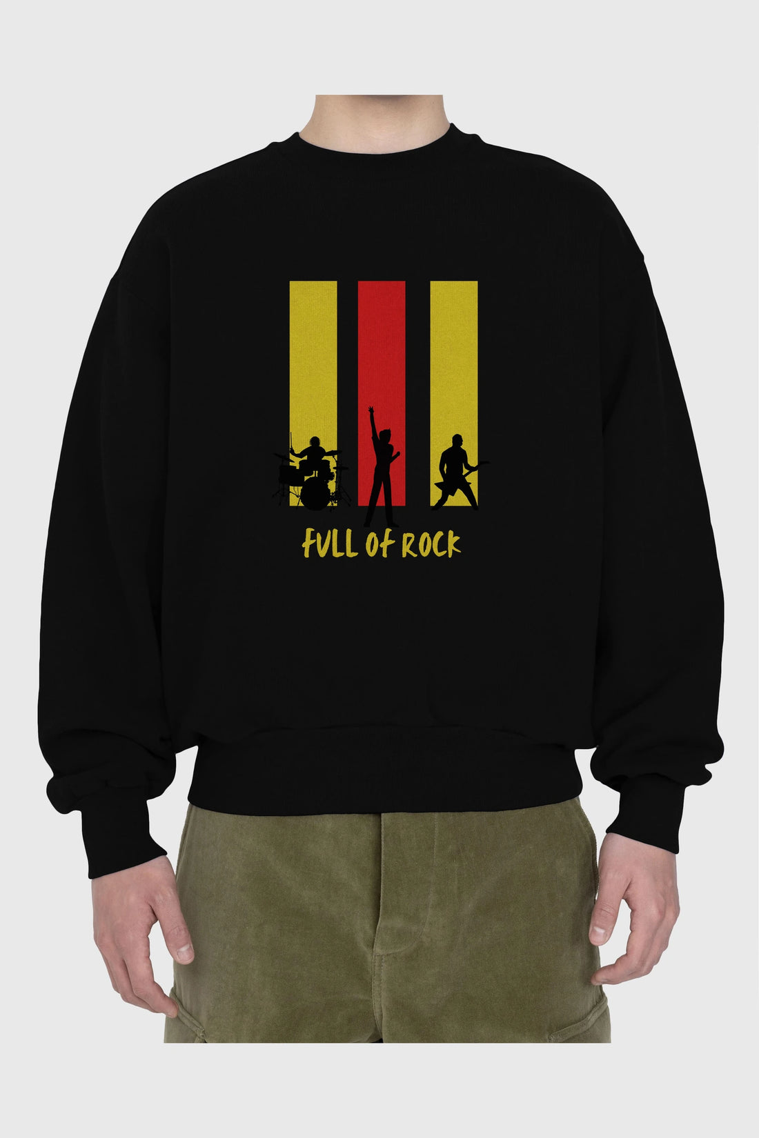 Full of Rock Yazılı Ön Baskılı Oversize Sweatshirt Erkek Kadın Unisex