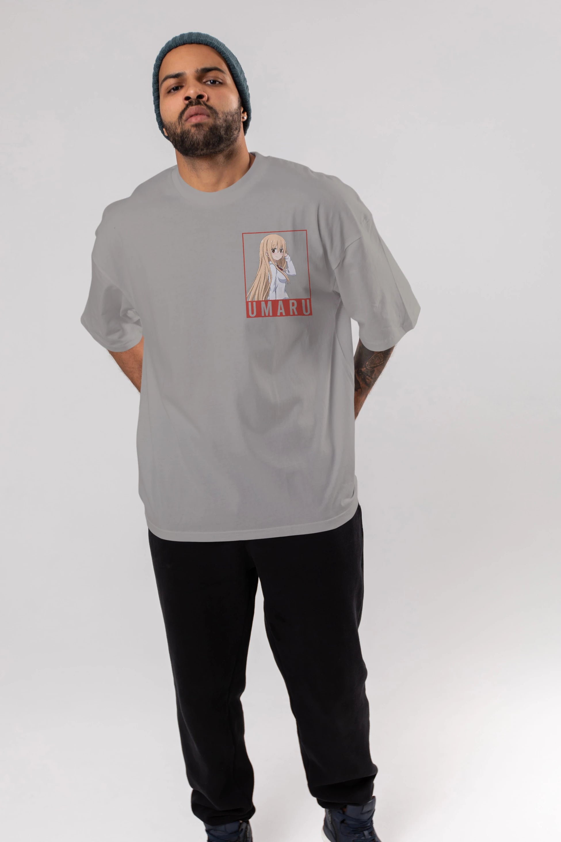 Umaru Doma 2 (2) Ön Sol Baskılı Oversize t-shirt Erkek Kadın Unisex %100 Pamuk Bisiklet Yaka tişort
