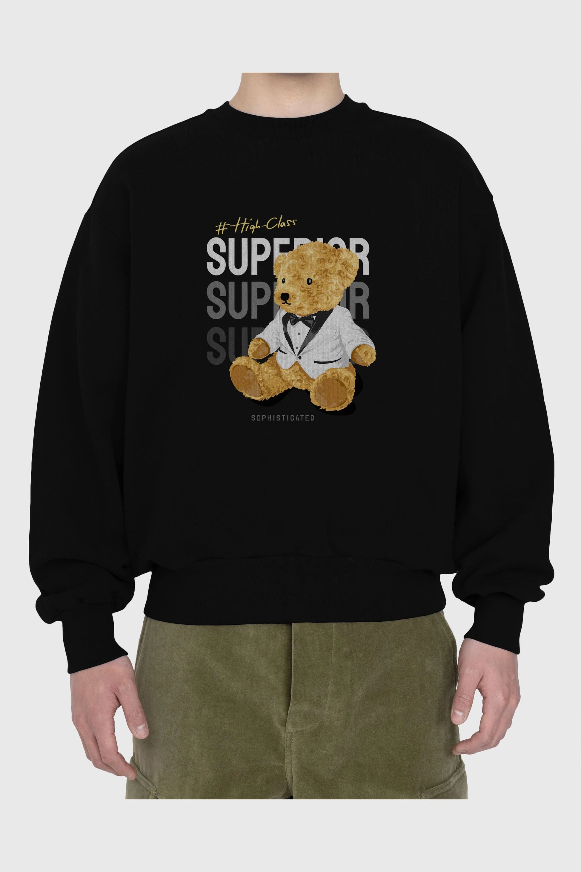 Teddy Bear Superior Ön Baskılı Oversize Sweatshirt Erkek Kadın Unisex