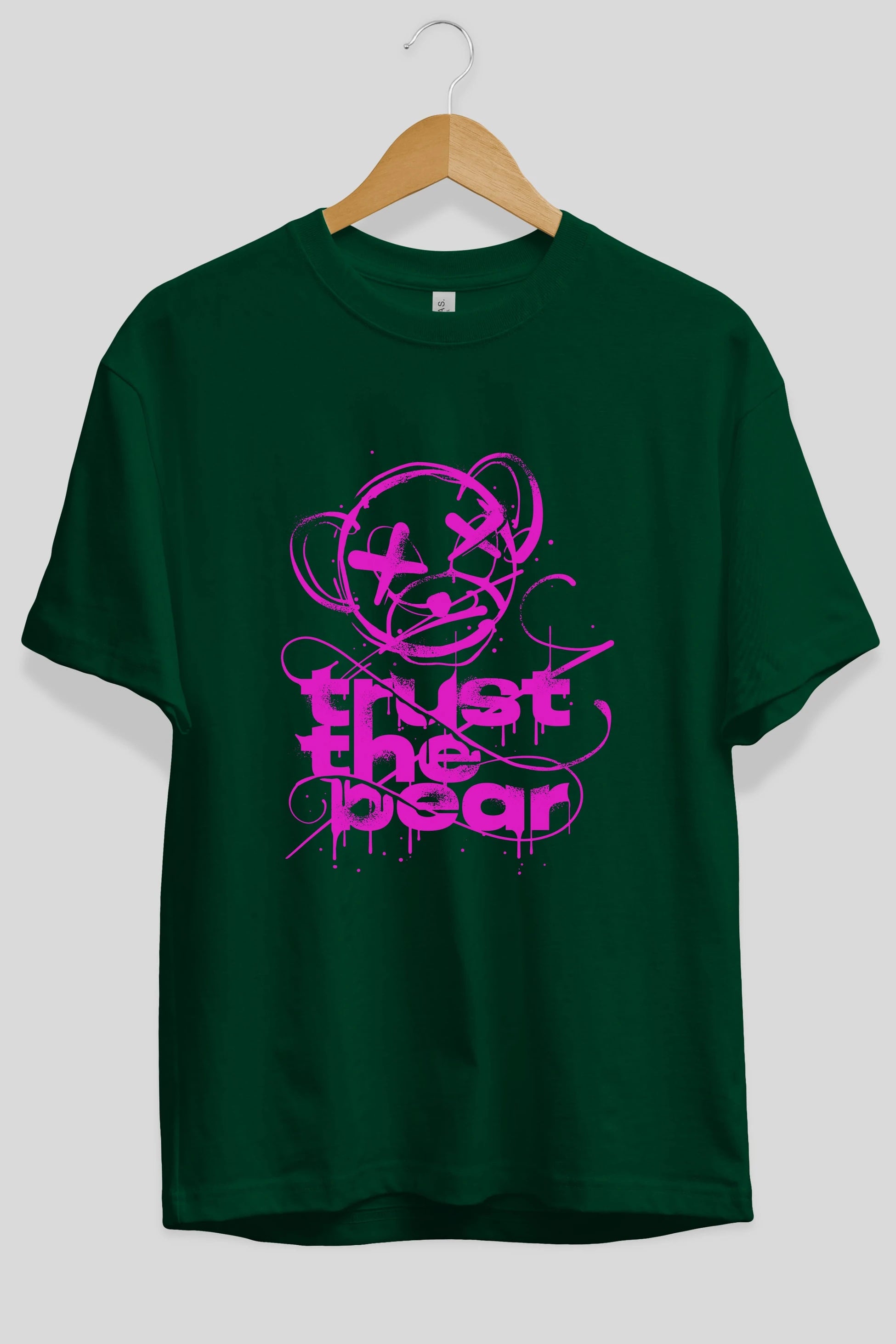 Trust The Bear 2 Ön Baskılı Oversize t-shirt Erkek Kadın Unisex