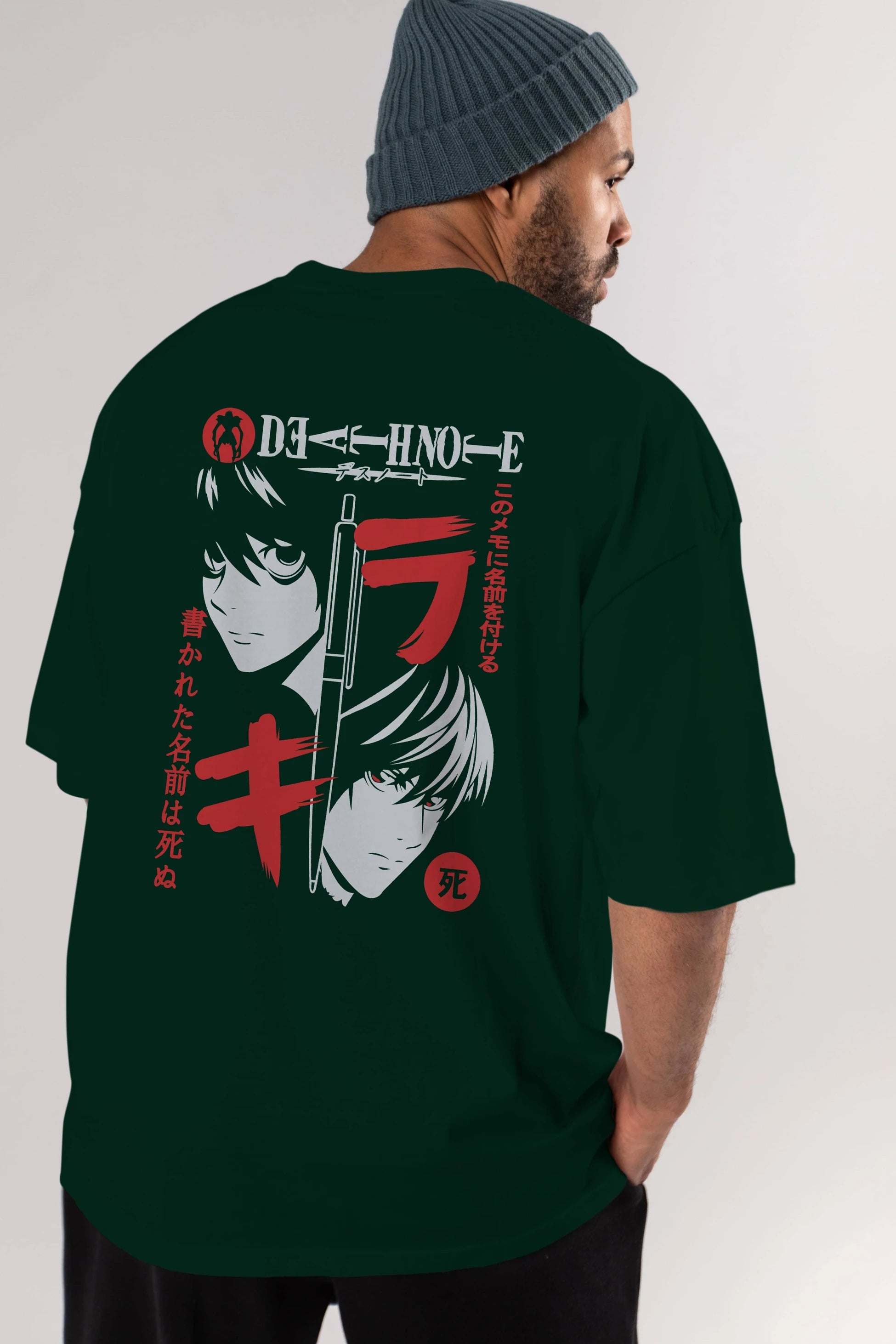 DEATHNOTE L vs KIRA Anime Arka Baskılı Oversize t-shirt Erkek Kadın Unisex