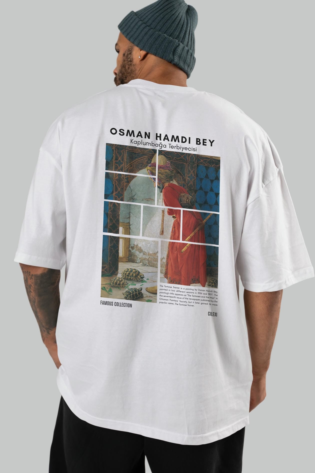 Osman Hamdi Bey Arka Baskılı Oversize t-shirt Erkek Kadın Bisiklet Yaka Pamuk tişort