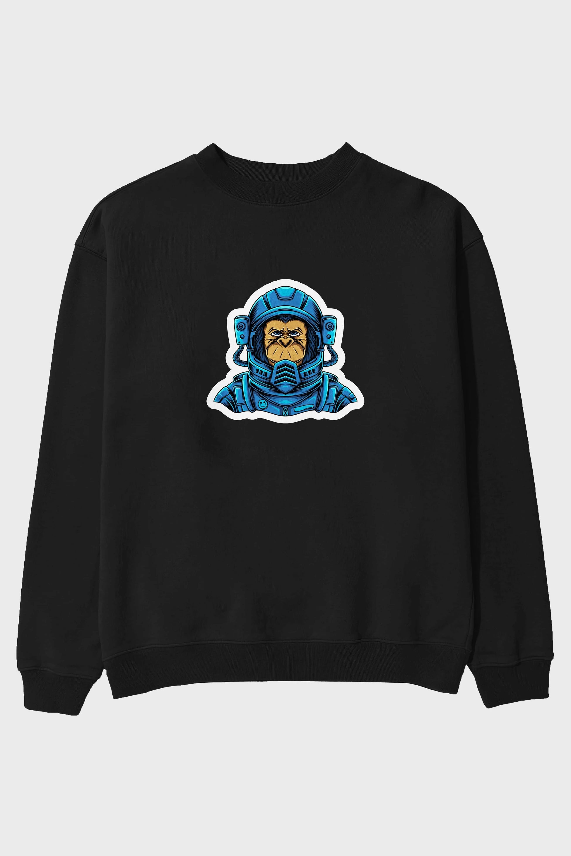 Astromonkey Sticker Ön Baskılı Oversize Sweatshirt Erkek Kadın Unisex
