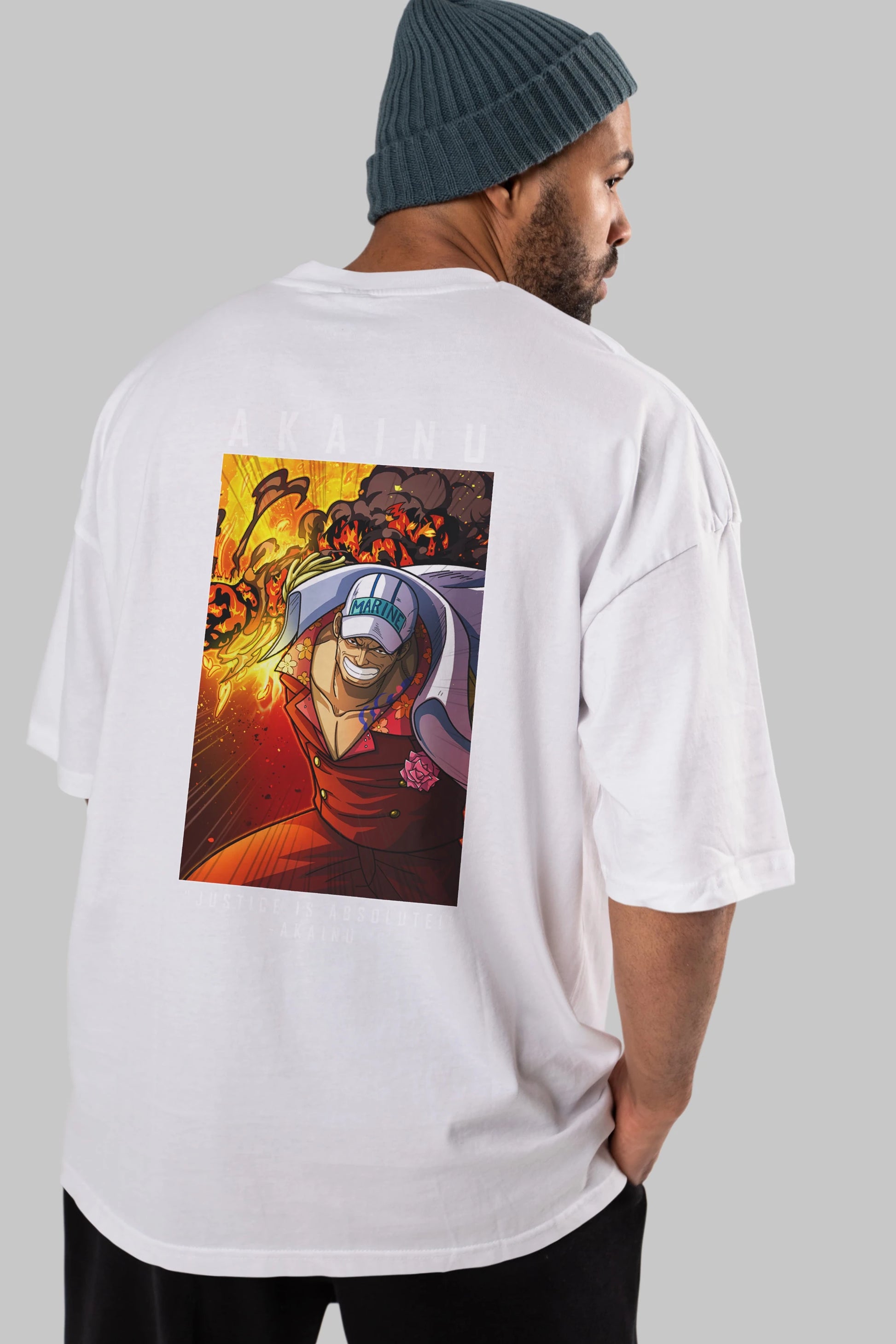 Sakazuki Anime Arka Baskılı Oversize t-shirt Erkek Kadın Unisex %100 pamuk tişort
