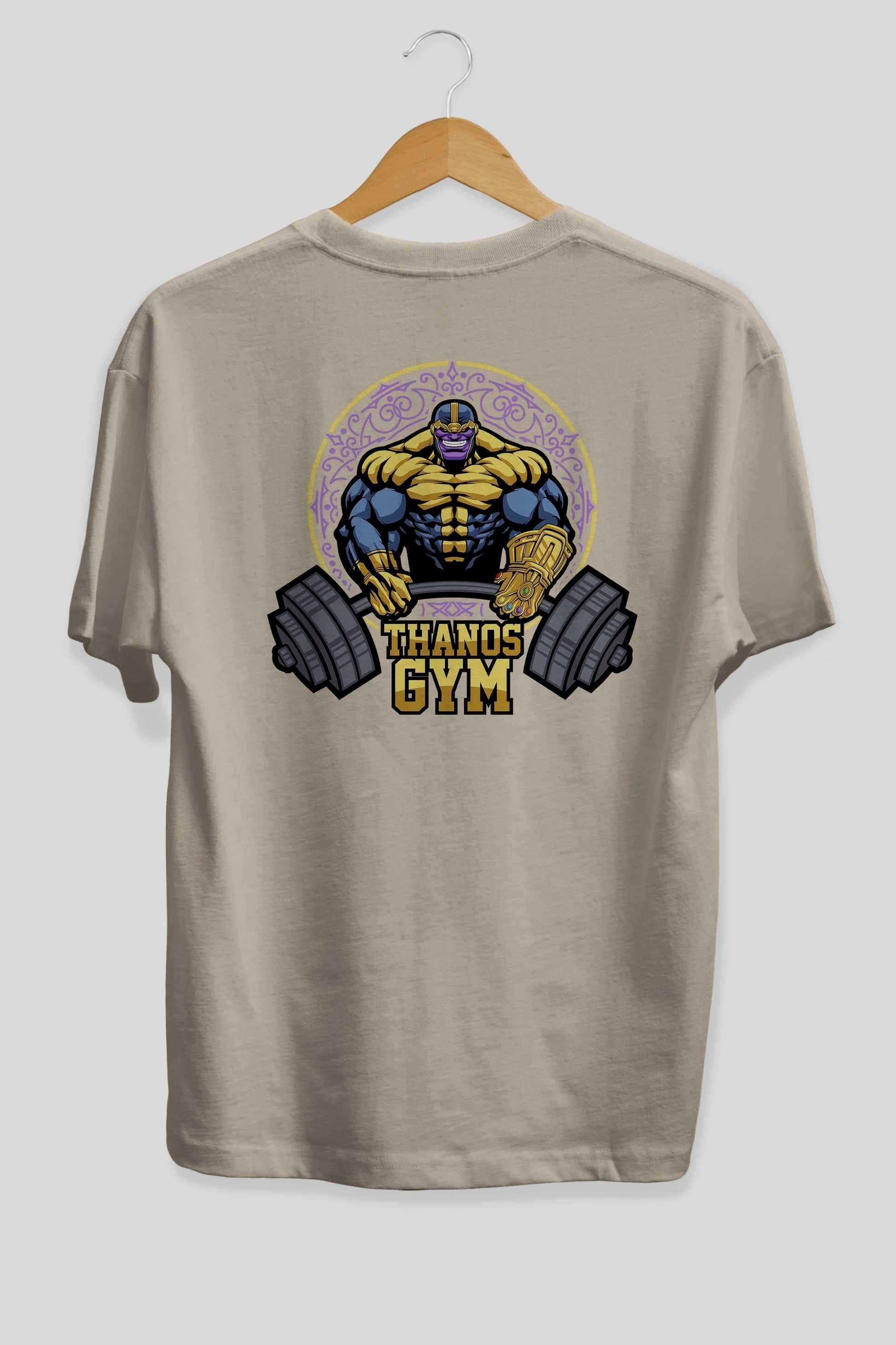 Thanos GYM Arka Baskılı Oversize t-shirt Erkek Kadın Unisex %100 Pamuk Bisiklet Yaka tişort