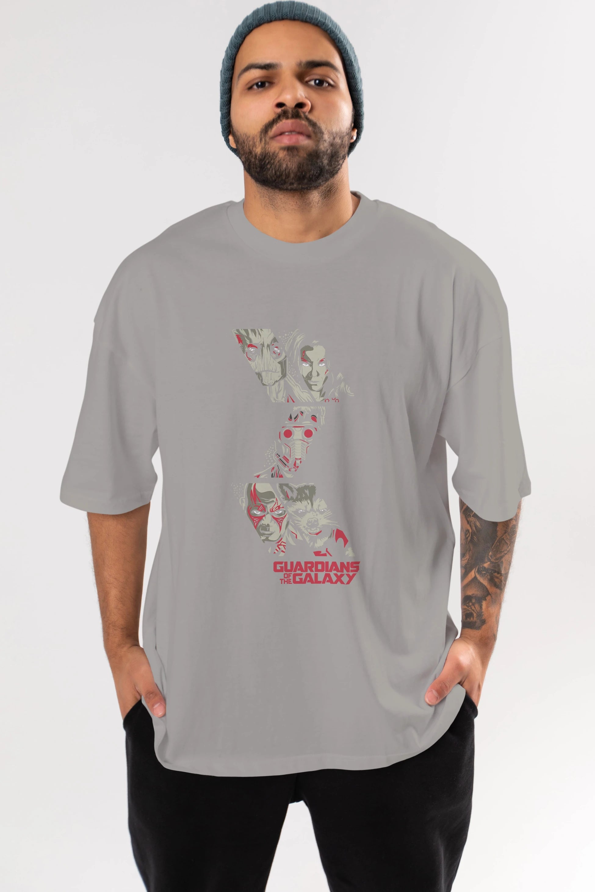 Guardians of The Galaxy (2) Ön Baskılı Oversize t-shirt Erkek Kadın Unisex %100 Pamuk Bisiklet Yaka tişort