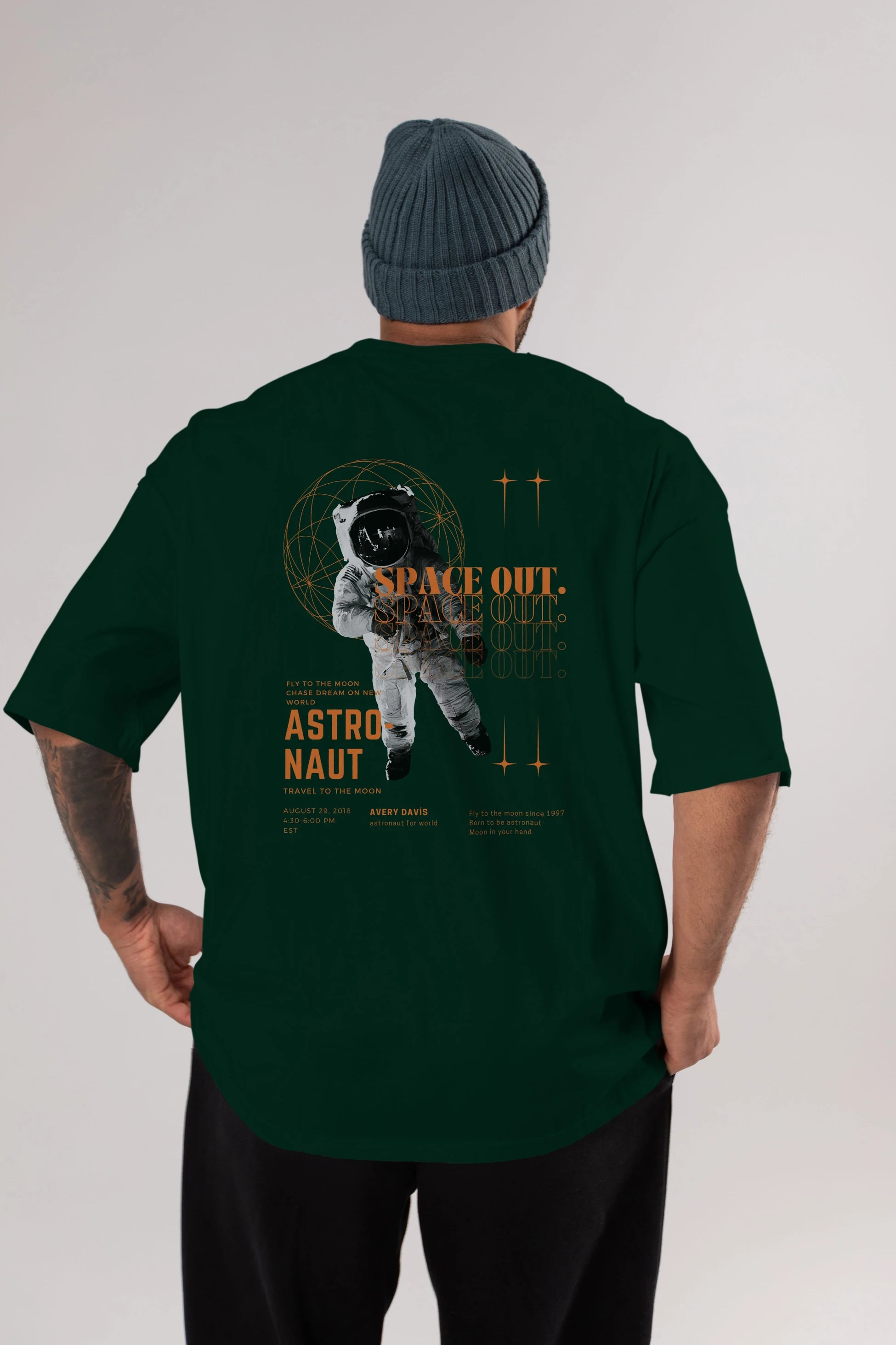 Astronaut Space Out Yazılı Arka Baskılı Oversize t-shirt Erkek Kadın Unisex