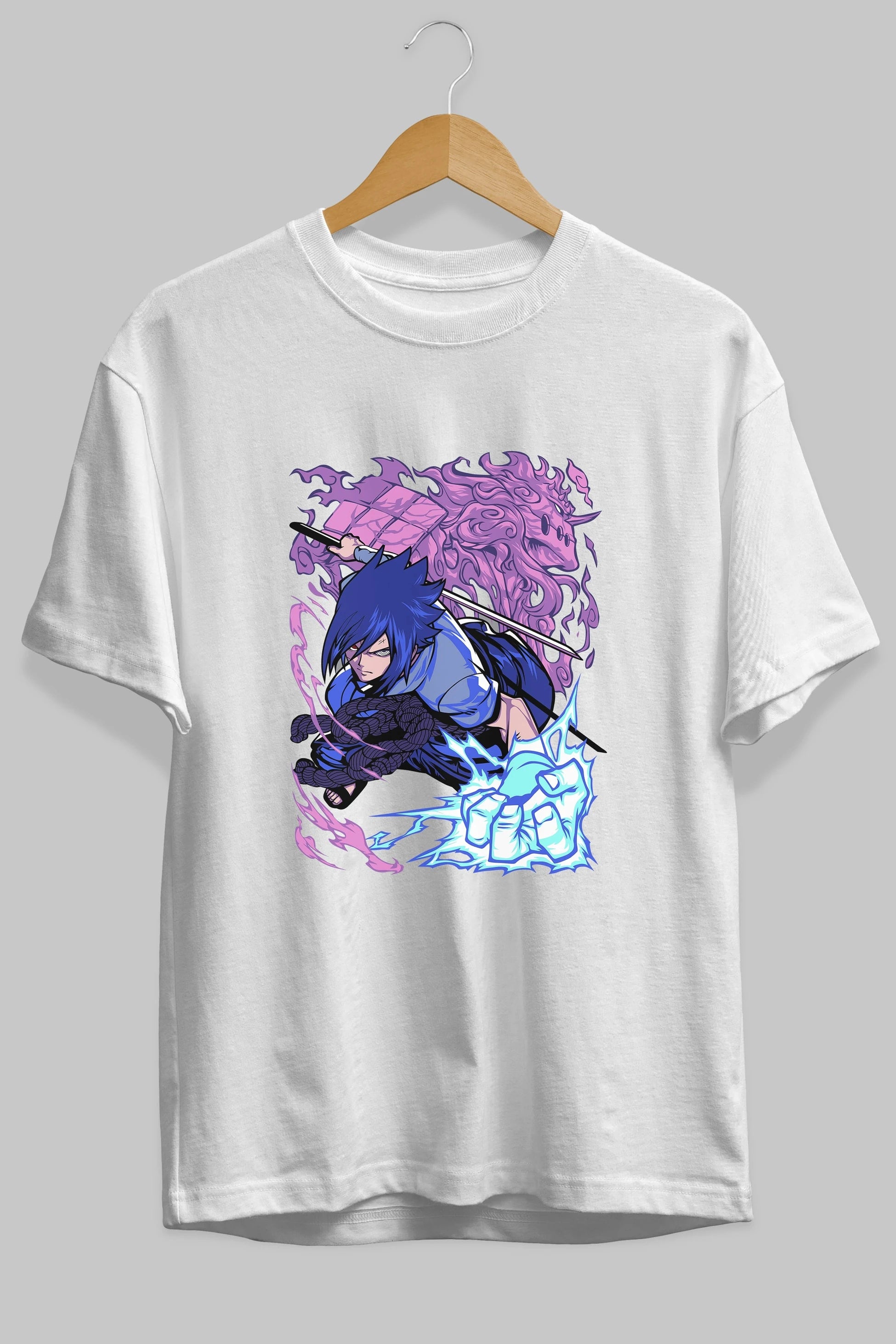 NARUTO SASUKE UCHIHA 2 Anime Ön Baskılı Oversize t-shirt %100 pamuk Erkek Kadın Unisex
