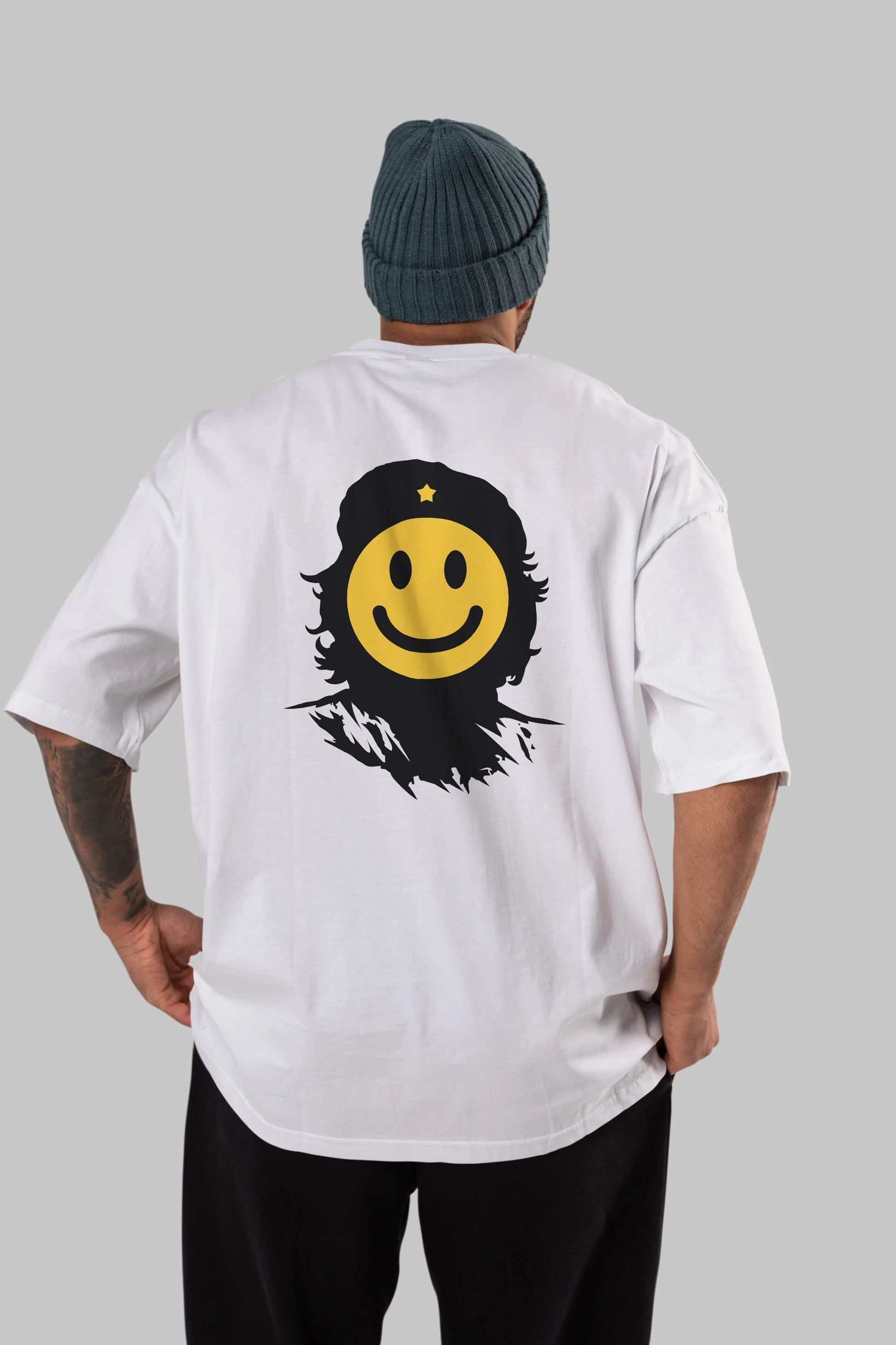Che Smile Arka Baskılı Oversize t-shirt %100 pamuk Erkek Kadın Unisex