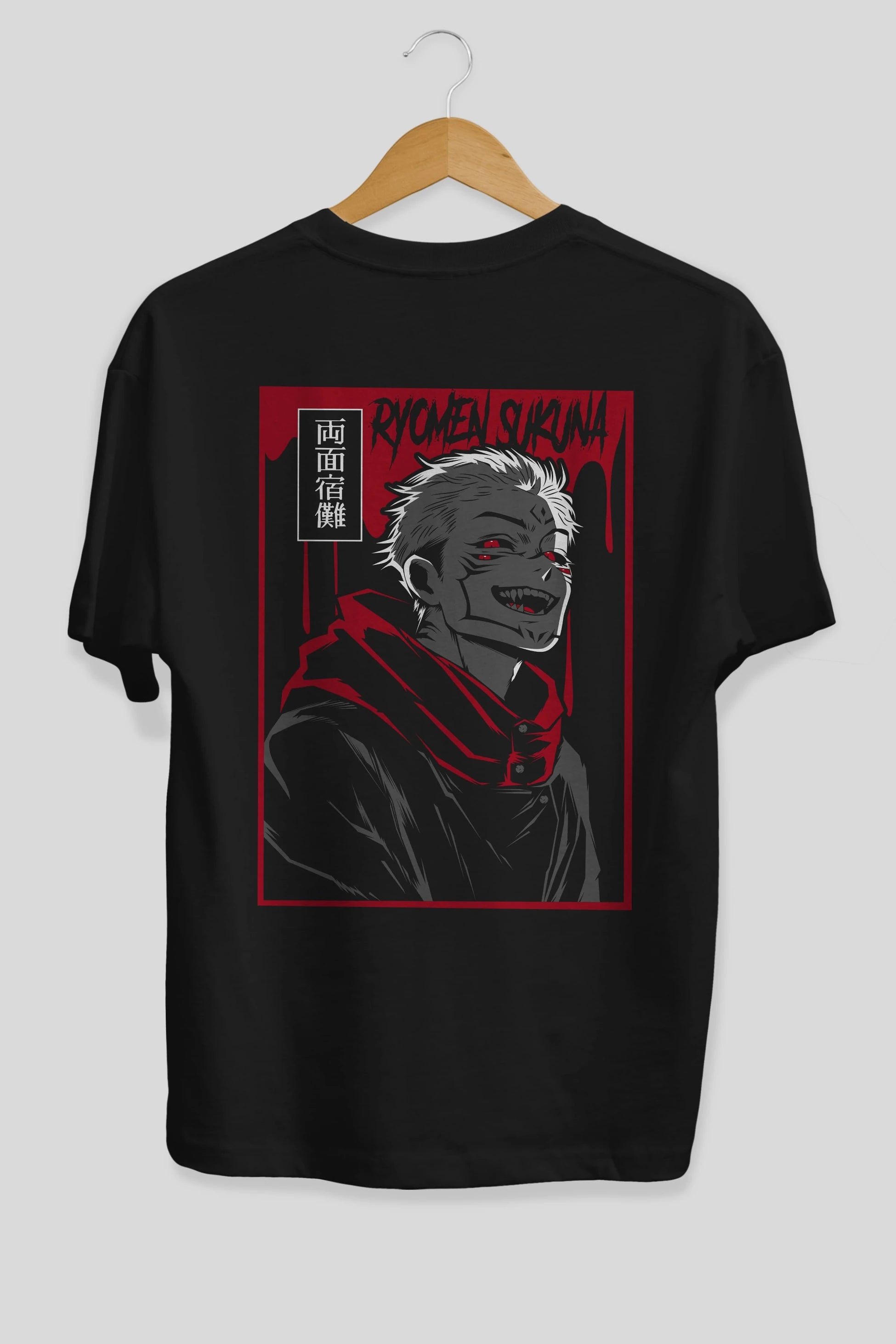 SUKUNA Anime Arka Baskılı Oversize t-shirt Erkek Kadın Unisex