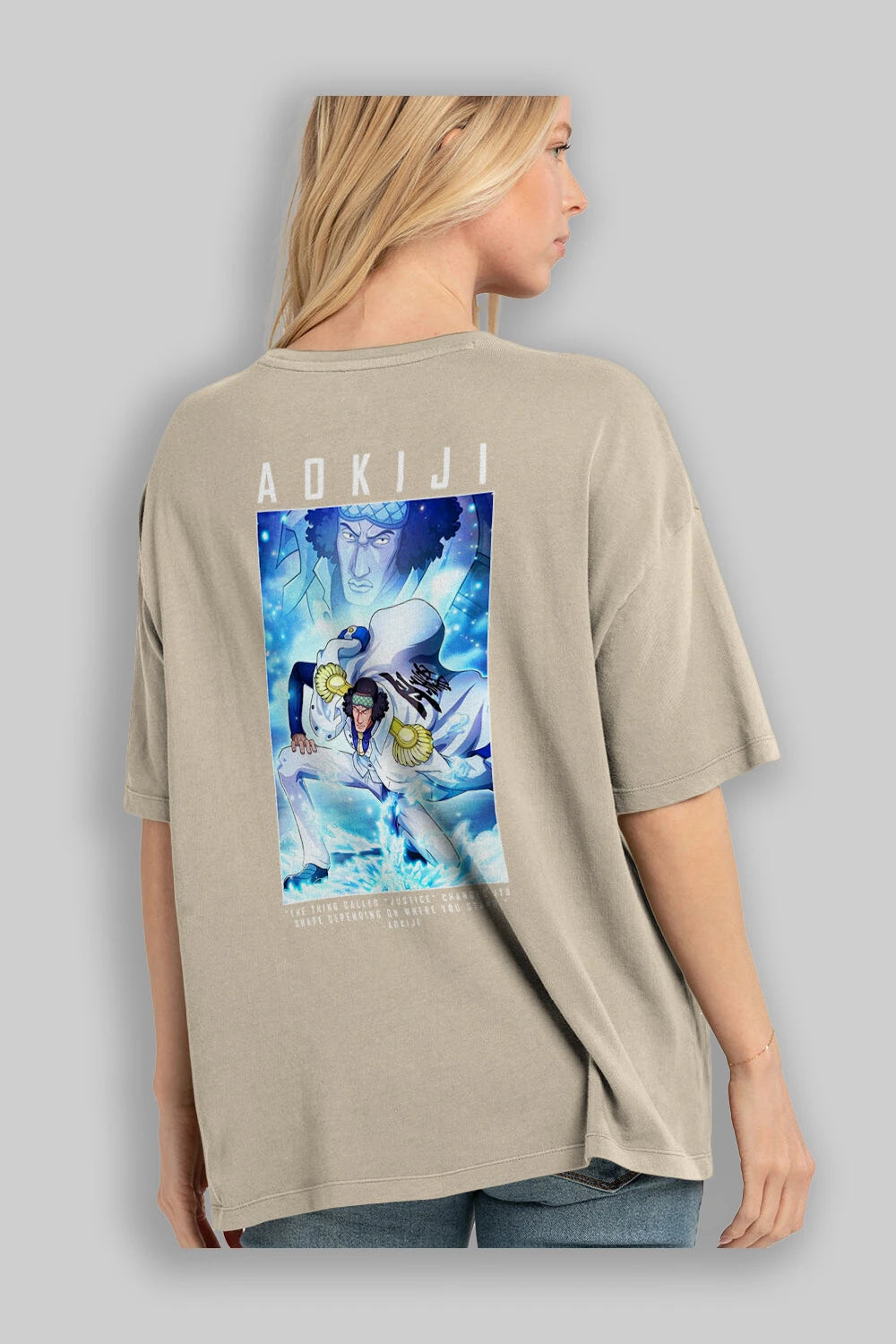 Kuzan Anime Arka Baskılı Oversize t-shirt Erkek Kadın Unisex %100 pamuk tişort