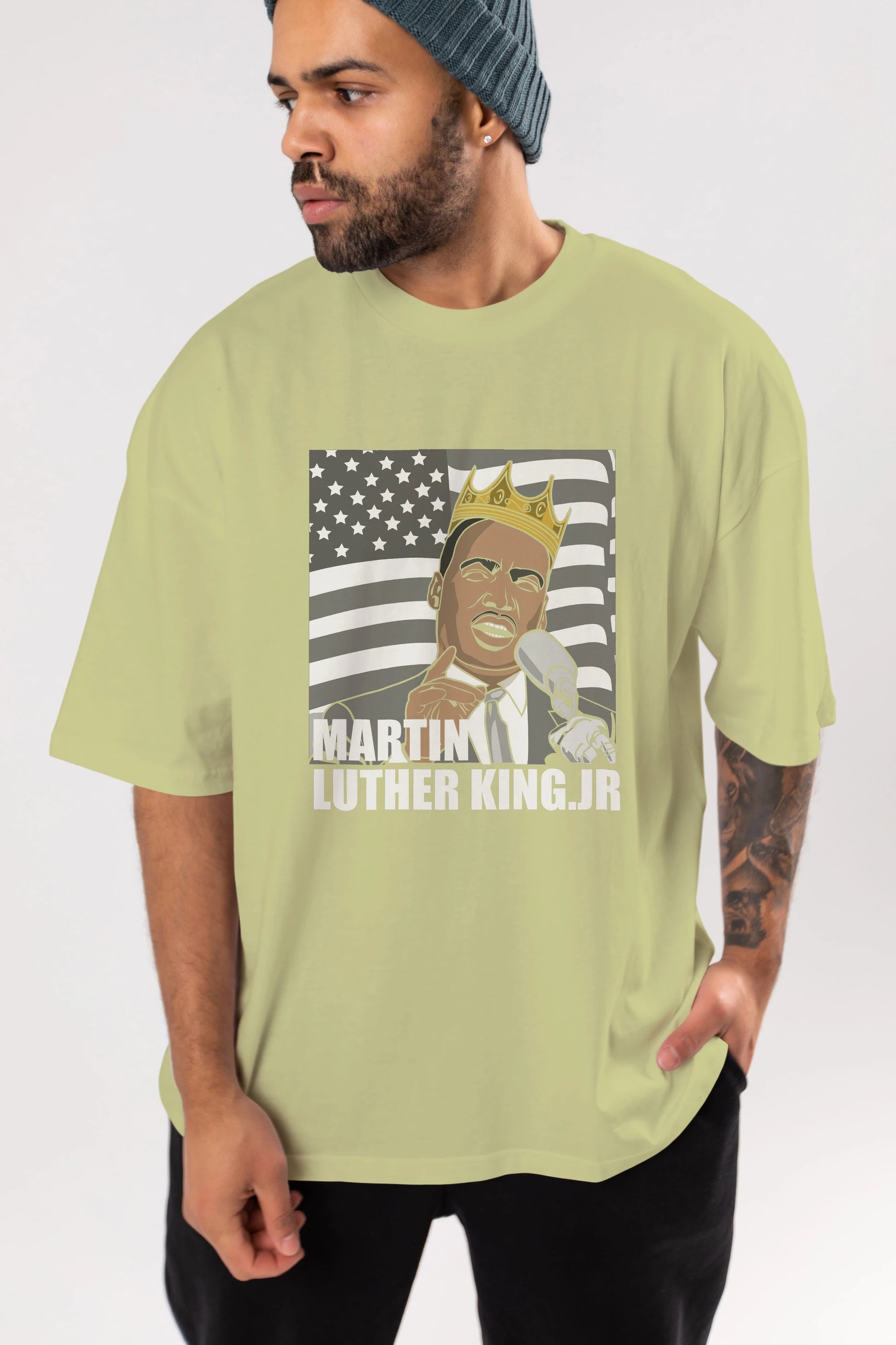 Luther King Ön Baskılı Oversize t-shirt Erkek Kadın Unisex %100 Pamuk tişort