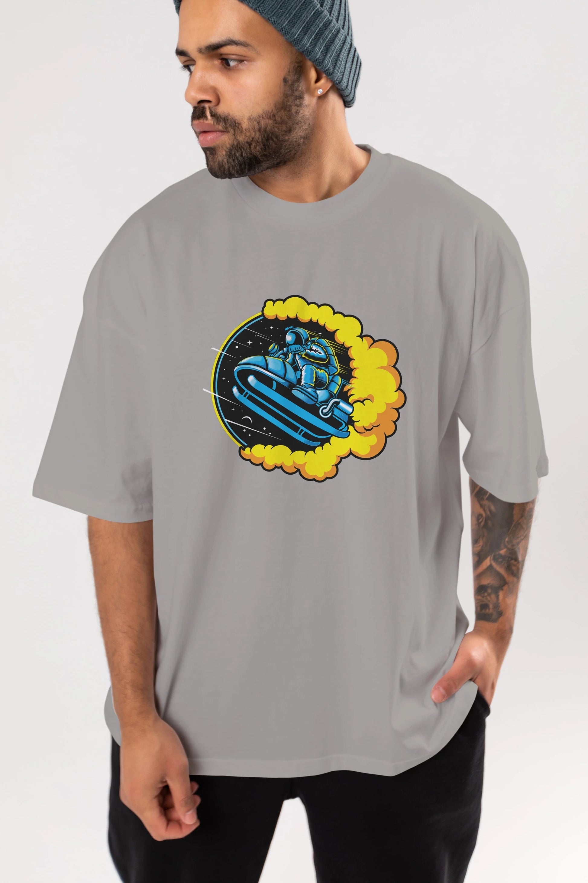 Astrojump with Snowmobile Ön Baskılı Oversize t-shirt Erkek Kadın Unisex