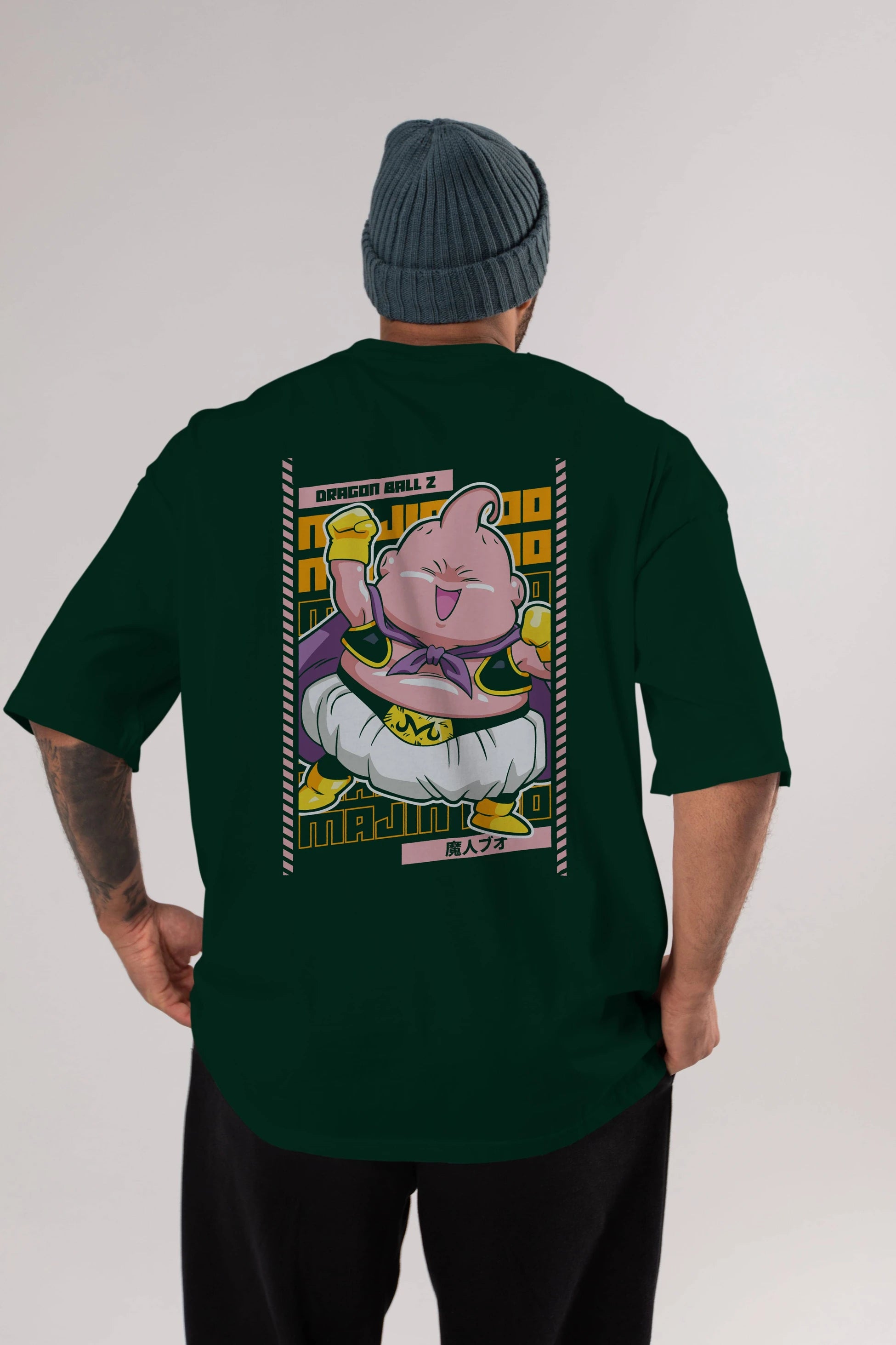 MAJIN BOO1 Anime Arka Baskılı Oversize t-shirt Erkek Kadın Unisex