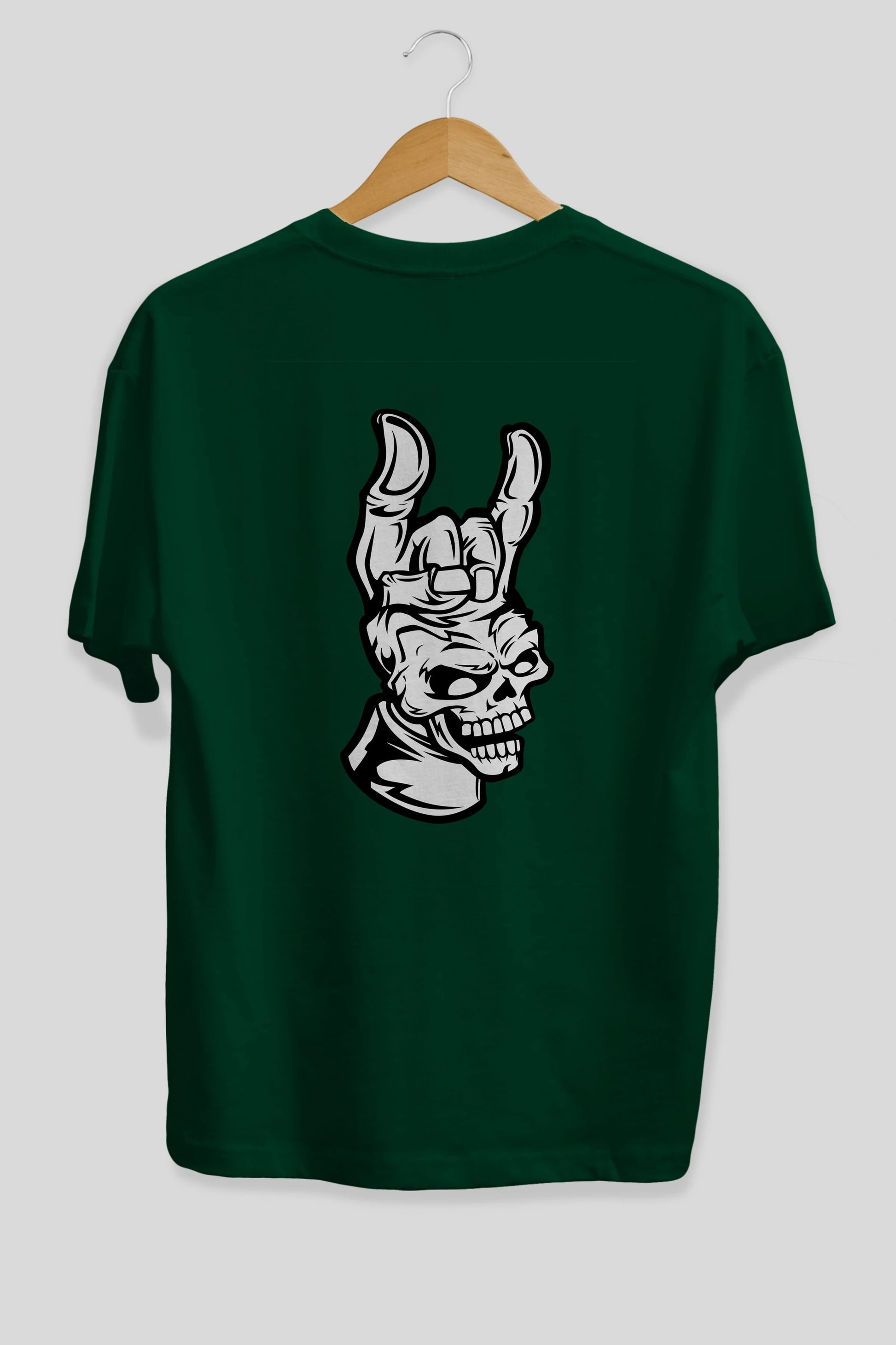 Hand Metal Skull Arka Baskılı Oversize t-shirt Erkek Kadın Unisex %100 Pamuk tişort