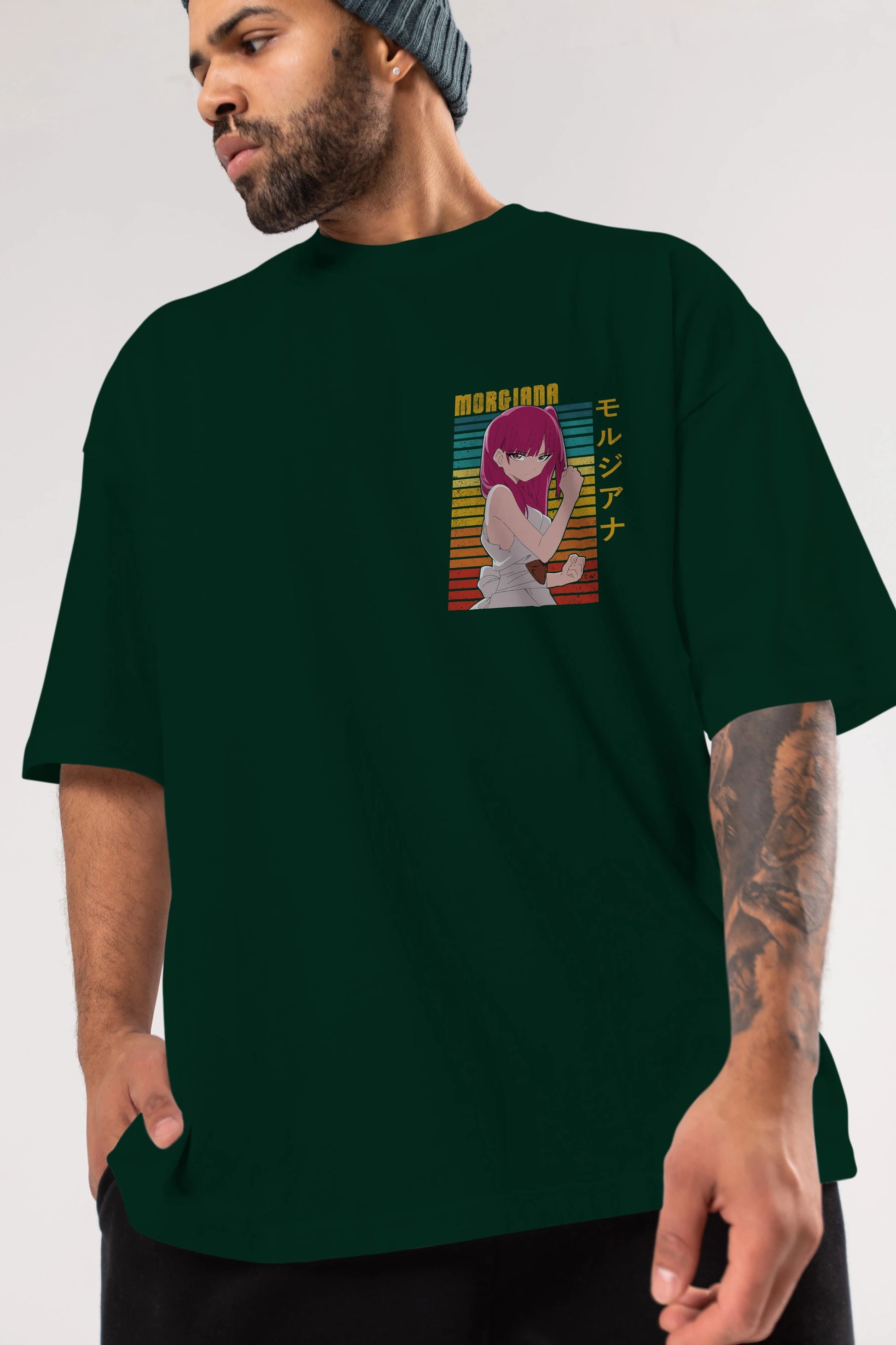 Morgiana 3 Ön Sol Baskılı Oversize t-shirt Erkek Kadın Unisex %100 Pamuk Bisiklet Yaka tişort