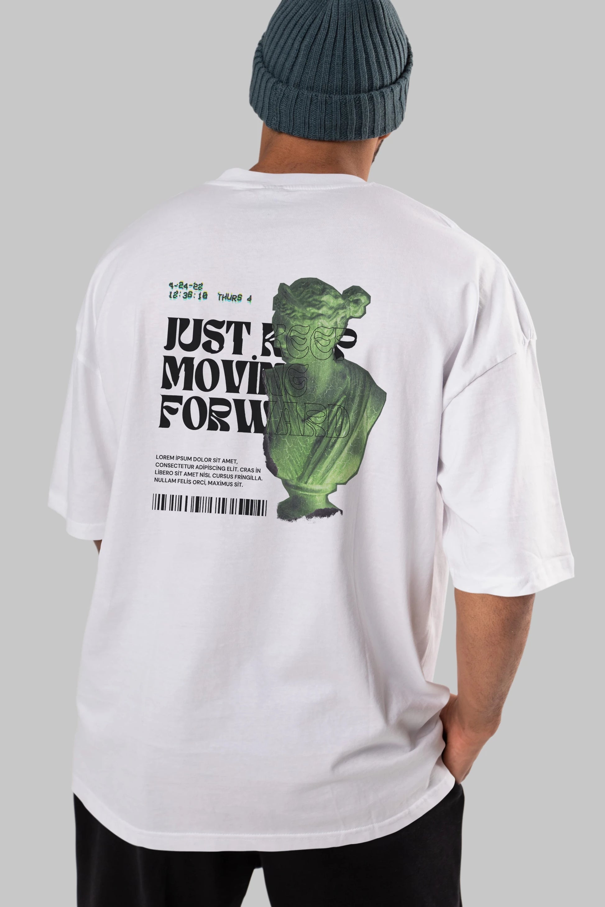 Just Keep Moving Forward Yazılı Arka Baskılı Oversize t-shirt Erkek Kadın Unisex