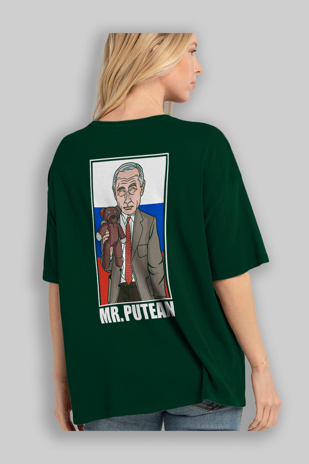 Mr Putean Arka Baskılı Oversize t-shirt Erkek Kadın Unisex %100 Pamuk tişort