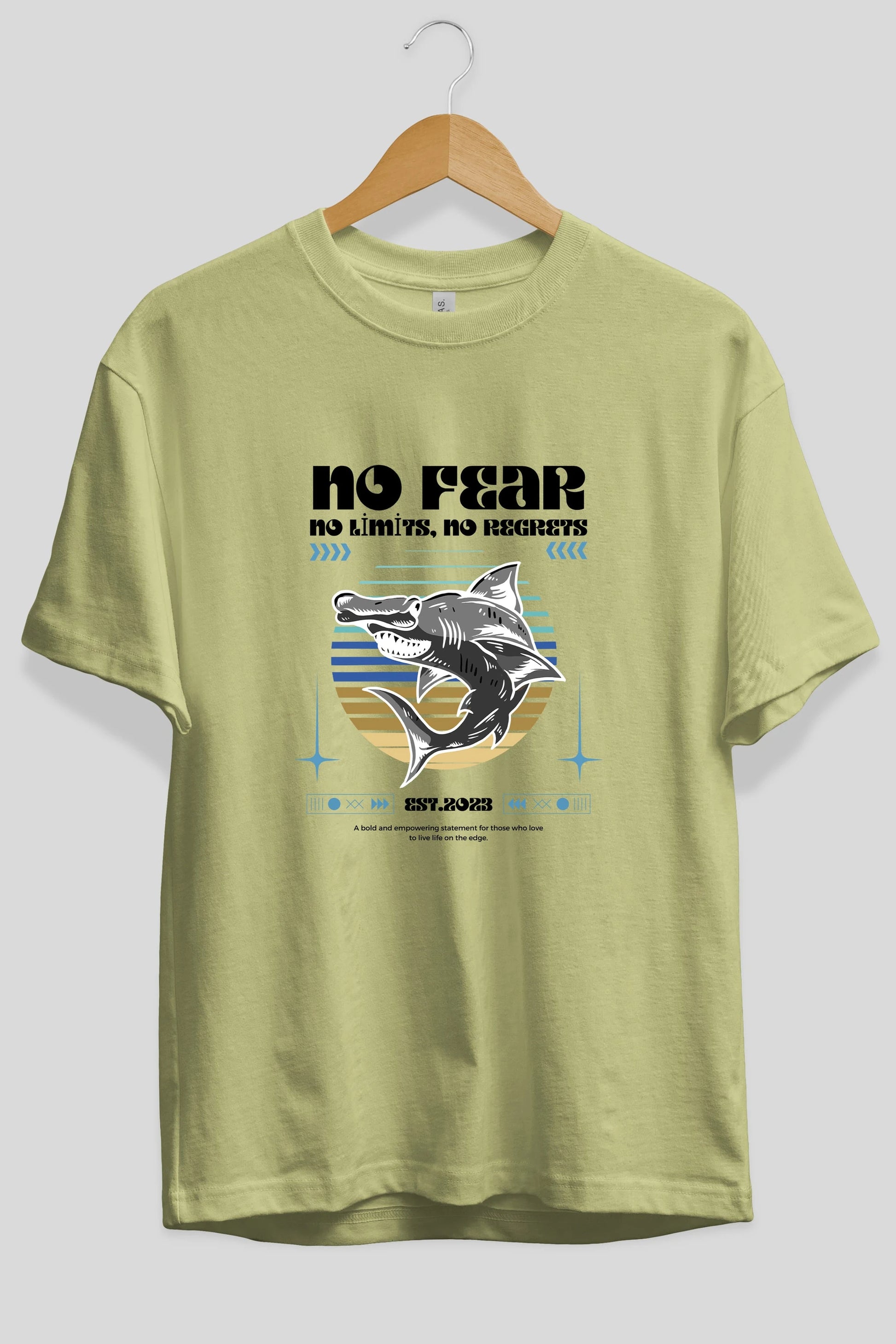 No Fear Yazılı Ön Baskılı Oversize t-shirt Erkek Kadın Unisex