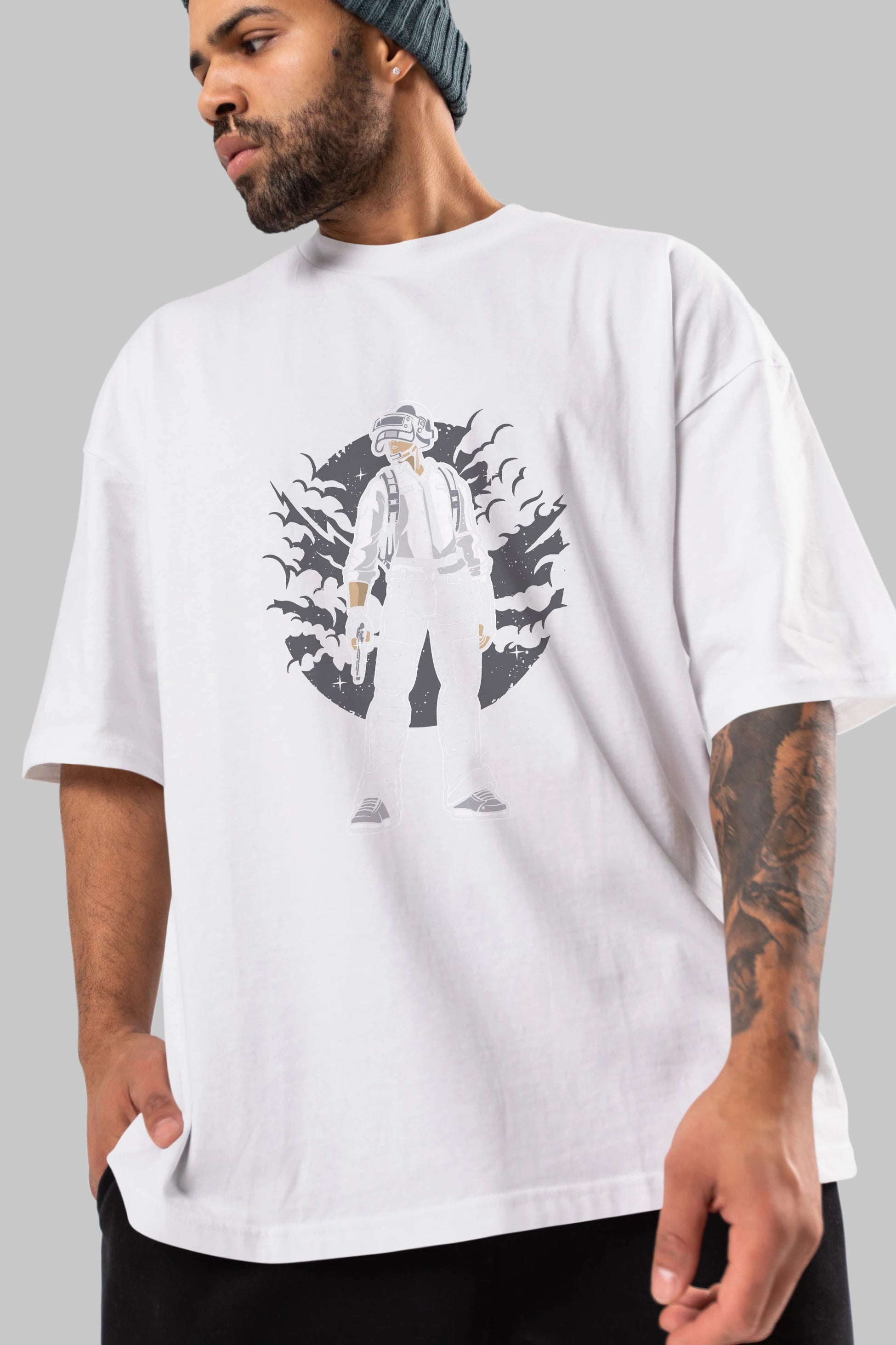 PUBG Ön Baskılı Oversize t-shirt Erkek Kadın Unisex %100 Pamuk tişort