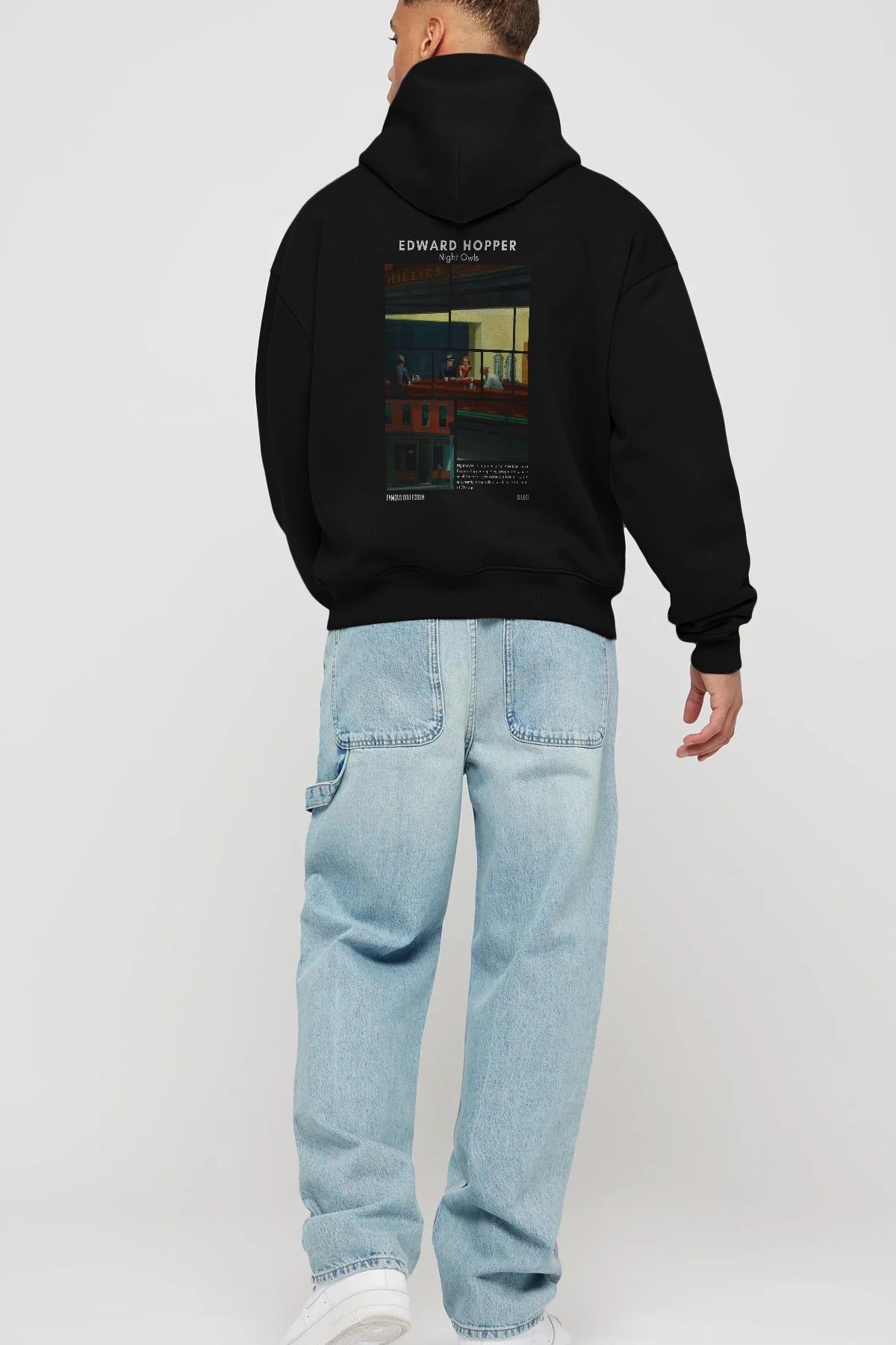 Edward Hopper Night Owls Arka Baskılı Hoodie Oversize Kapüşonlu Sweatshirt Erkek Kadın