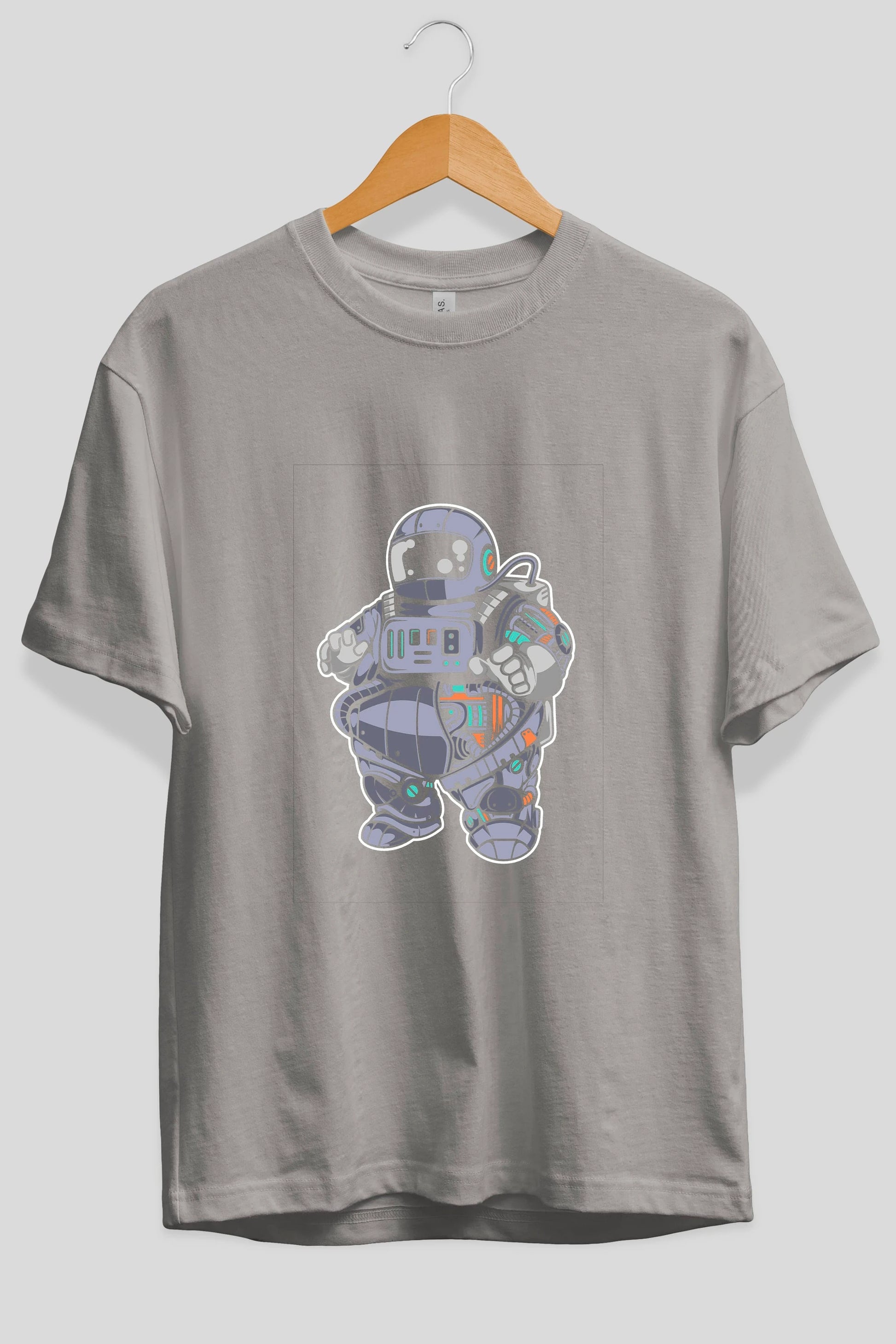 Fat Astronaut Robot Ön Baskılı Oversize t-shirt Erkek Kadın Unisex