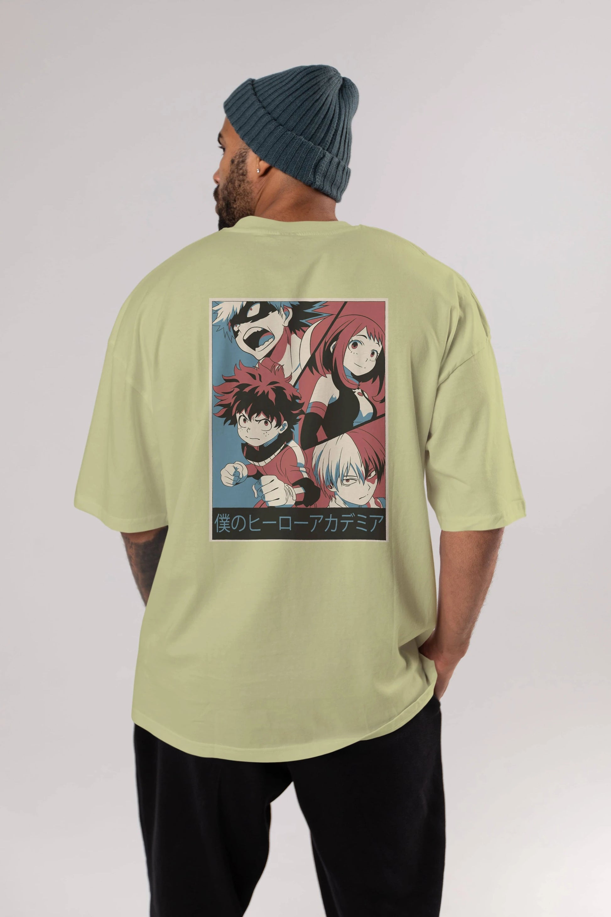 BokuNoHero Anime Arka Baskılı Oversize t-shirt Erkek Kadın Unisex