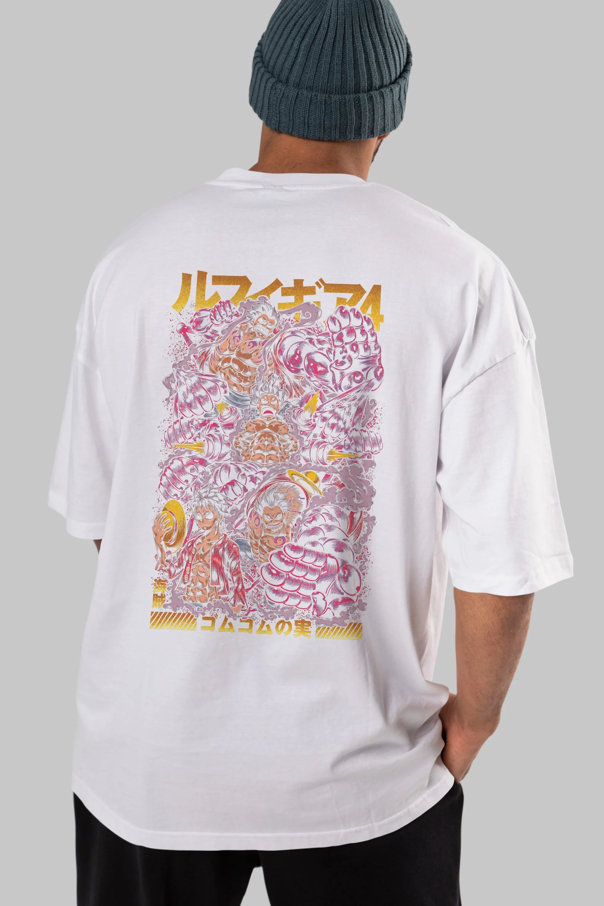 MONKEY D. LUFFY (2) Anime Arka Baskılı Oversize t-shirt Erkek Kadın Unisex
