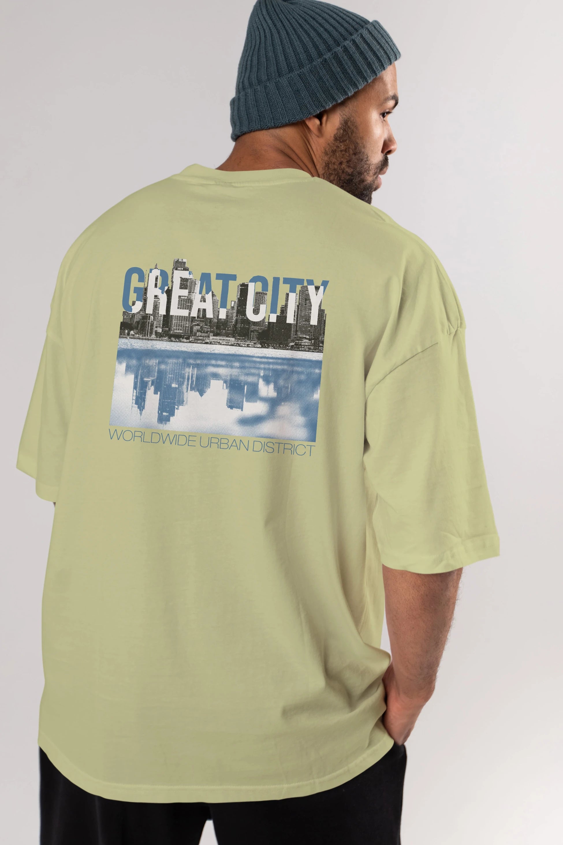Great City Arka Baskılı Oversize t-shirt Erkek Kadın Unisex