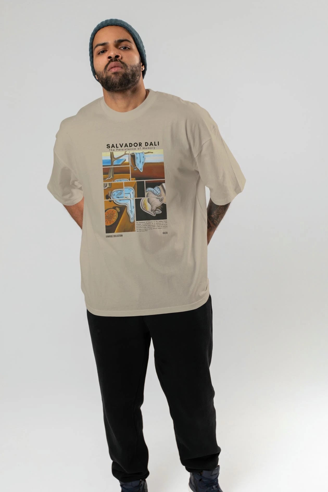Salvador Dali ön Baskılı Oversize t-shirt Erkek Kadın Bisiklet Yaka Pamuk tişort