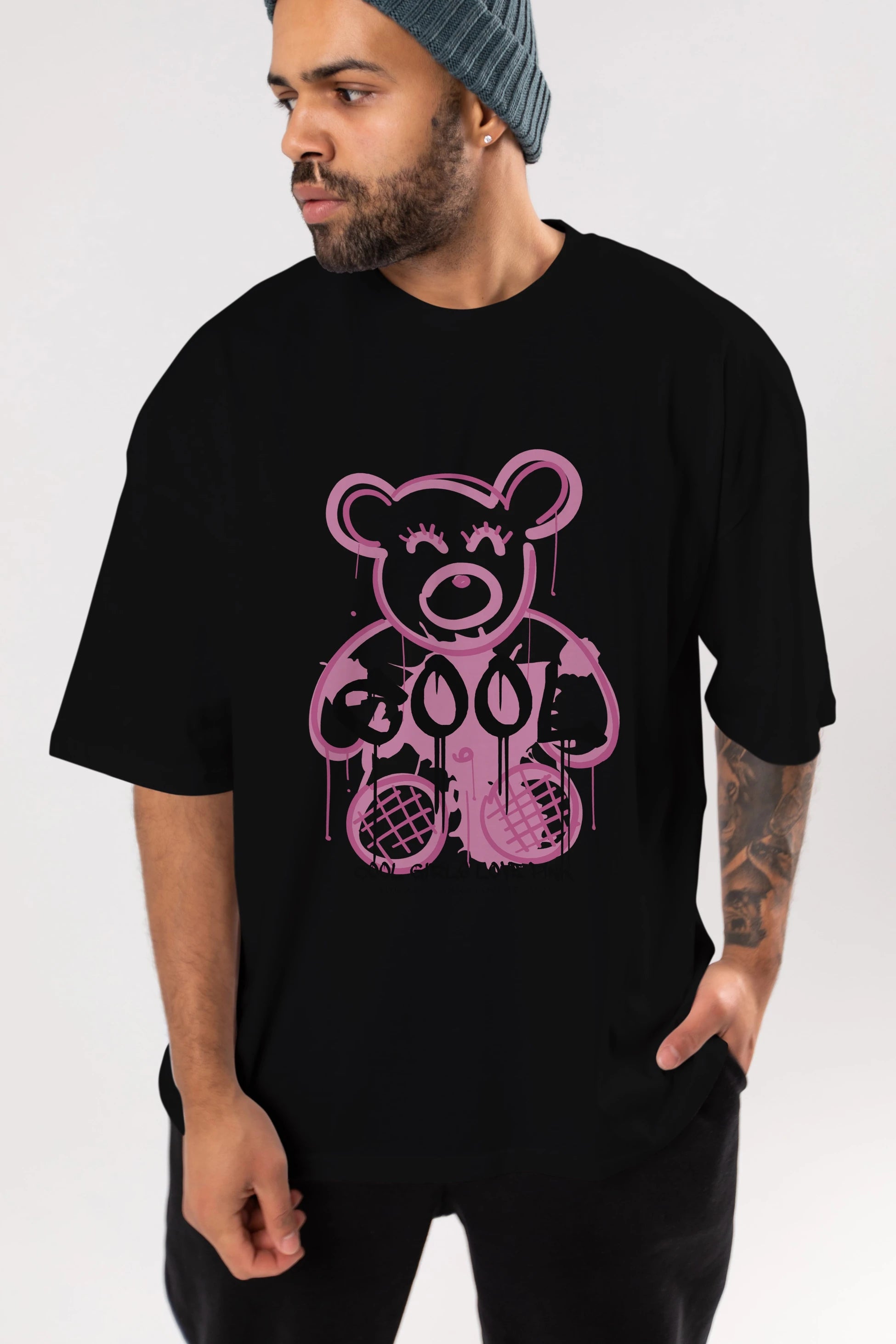 Cool Bear Ön Baskılı Oversize t-shirt Erkek Kadın Unisex