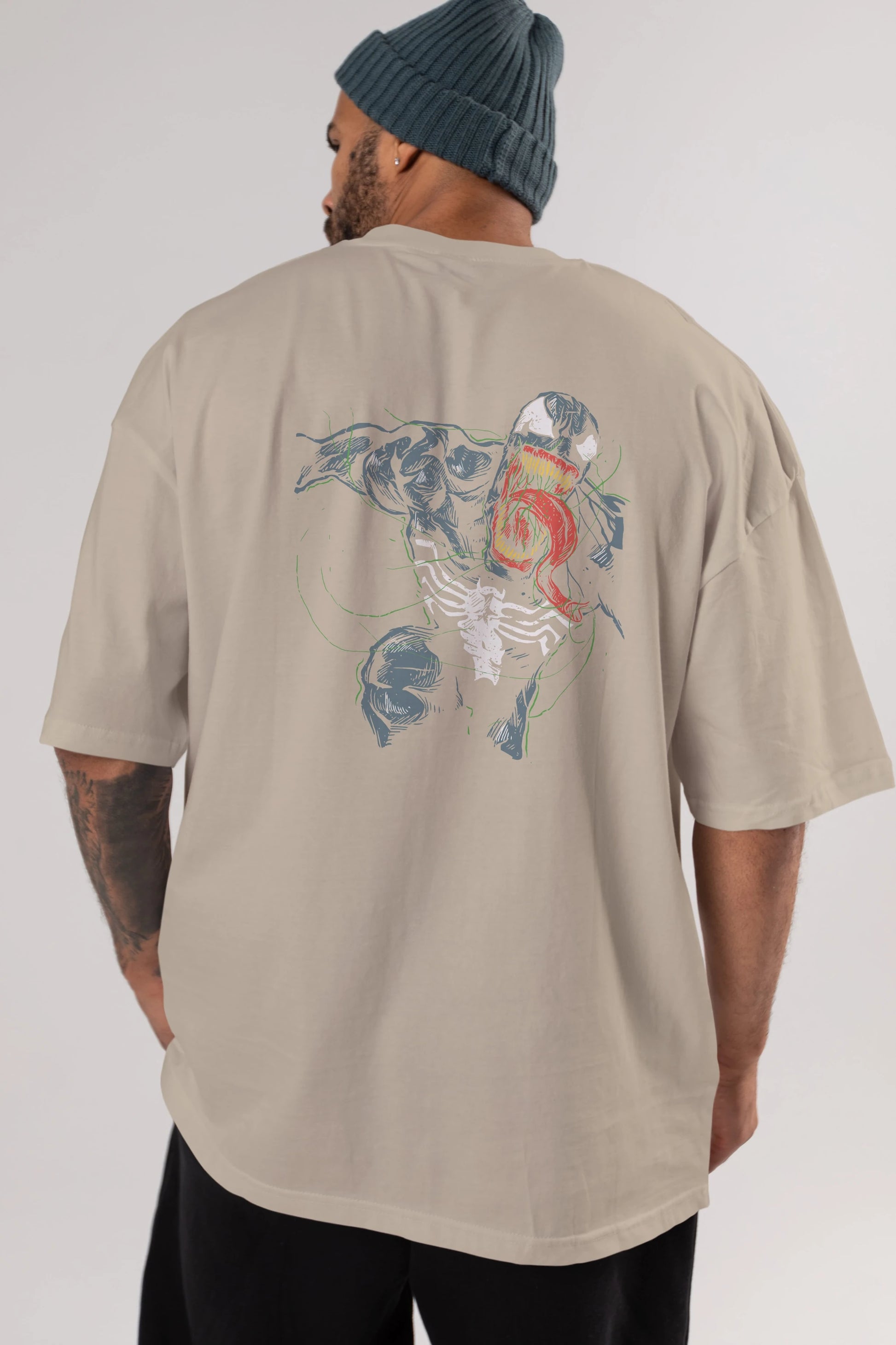 Venom (6) Arka Baskılı Oversize t-shirt Erkek Kadın Unisex %100 Pamuk Bisiklet Yaka tişort