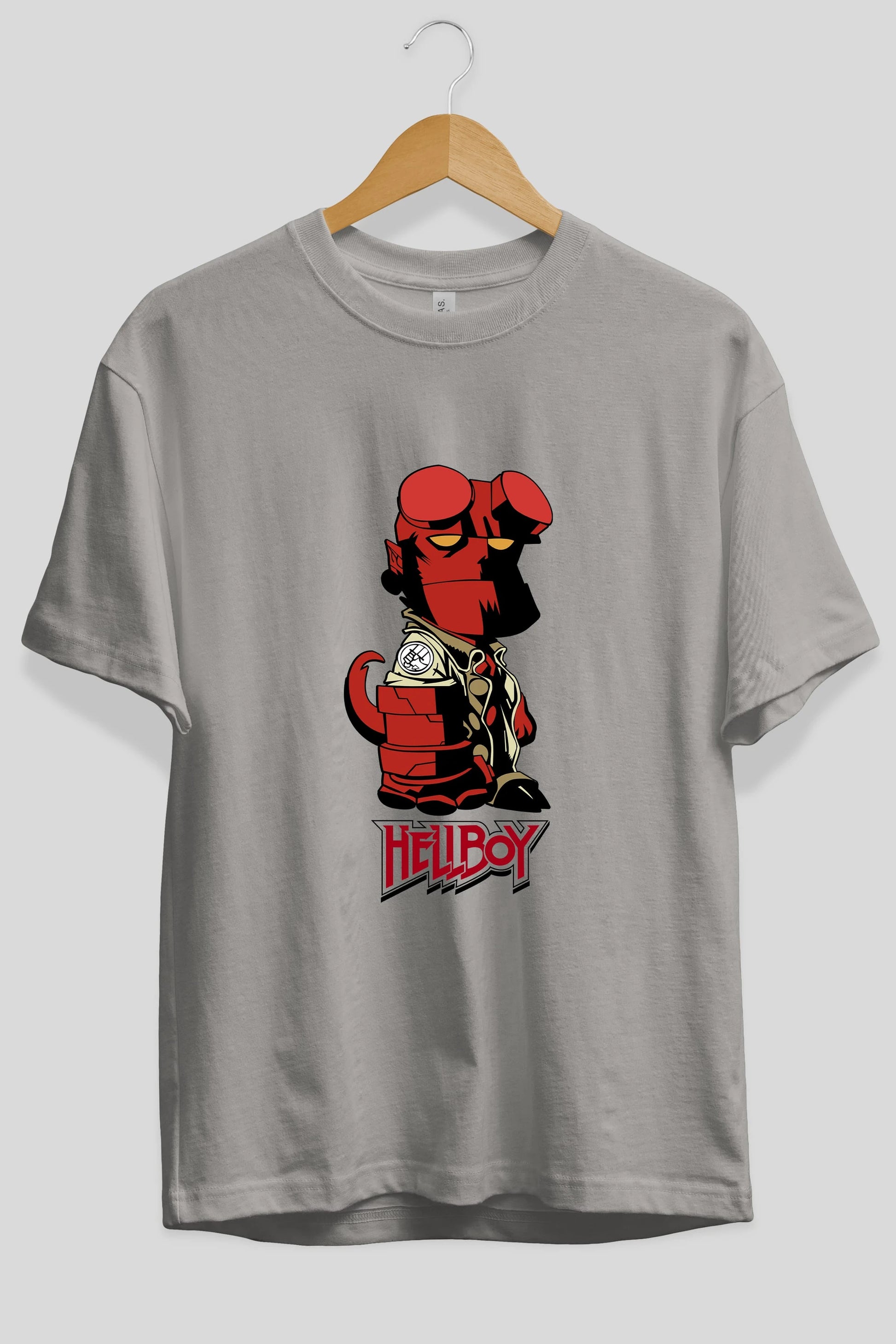 Hellboy (1) Ön Baskılı Oversize t-shirt Erkek Kadın Unisex %100 Pamuk Bisiklet Yaka tişort