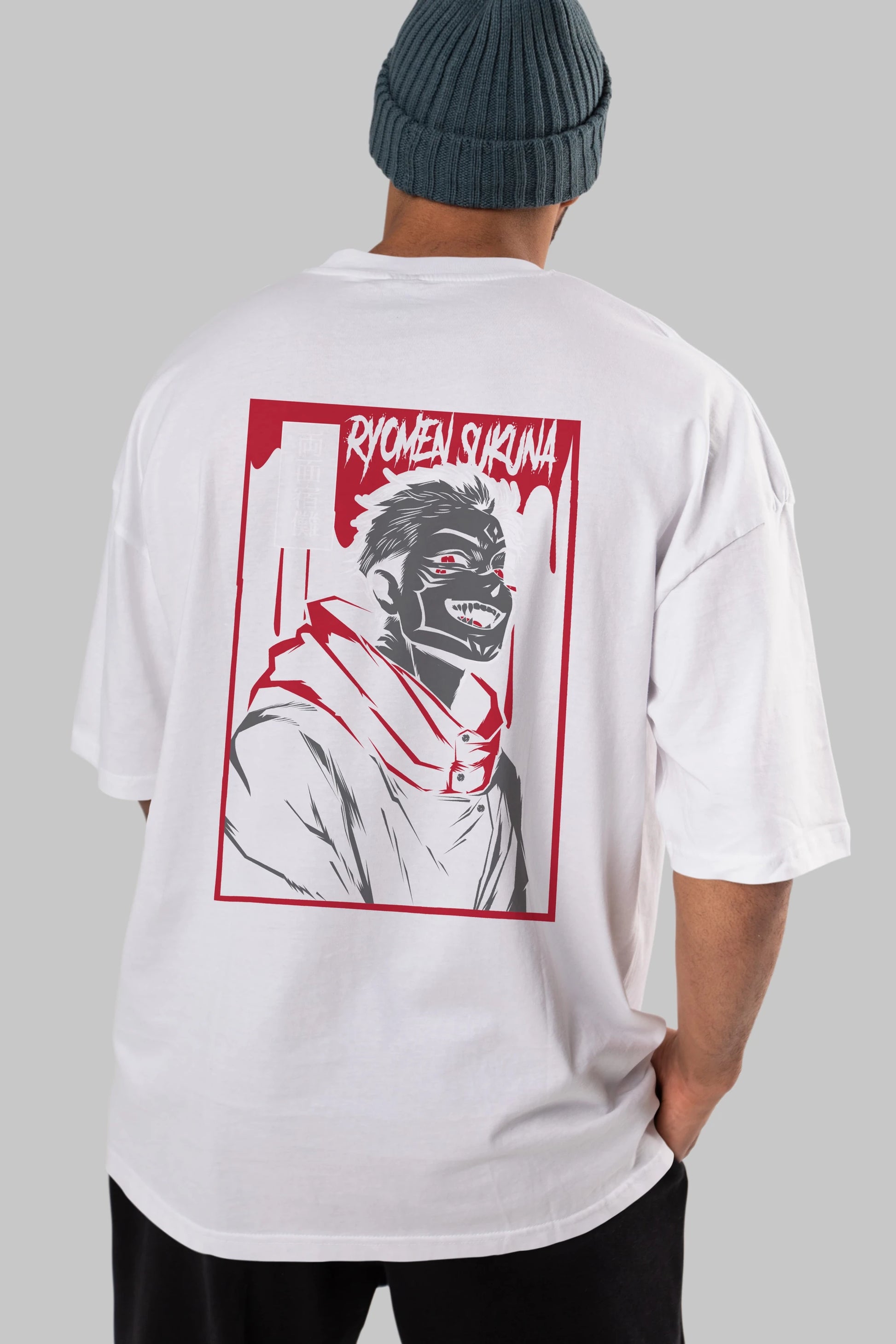 SUKUNA Anime Arka Baskılı Oversize t-shirt Erkek Kadın Unisex
